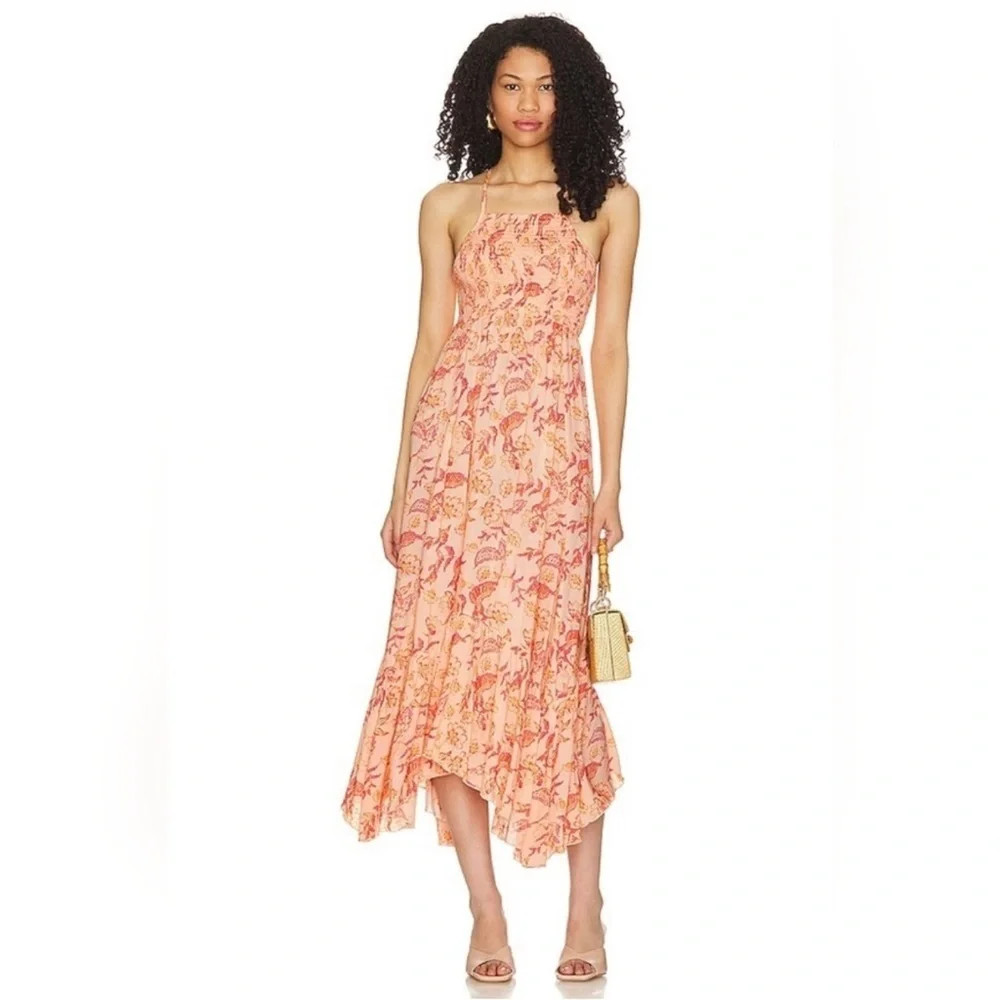 NEW| Intimately free people Heat Wave Floral Printed Maxi Dress Coral Sz S