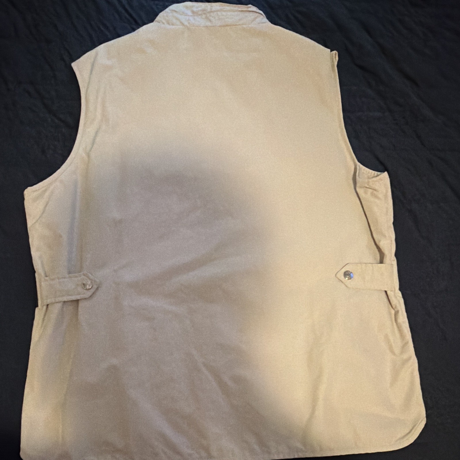 Peter Millar Men’s Beige Full Zip Quilted Down Vest Stand-Up Collar Size L