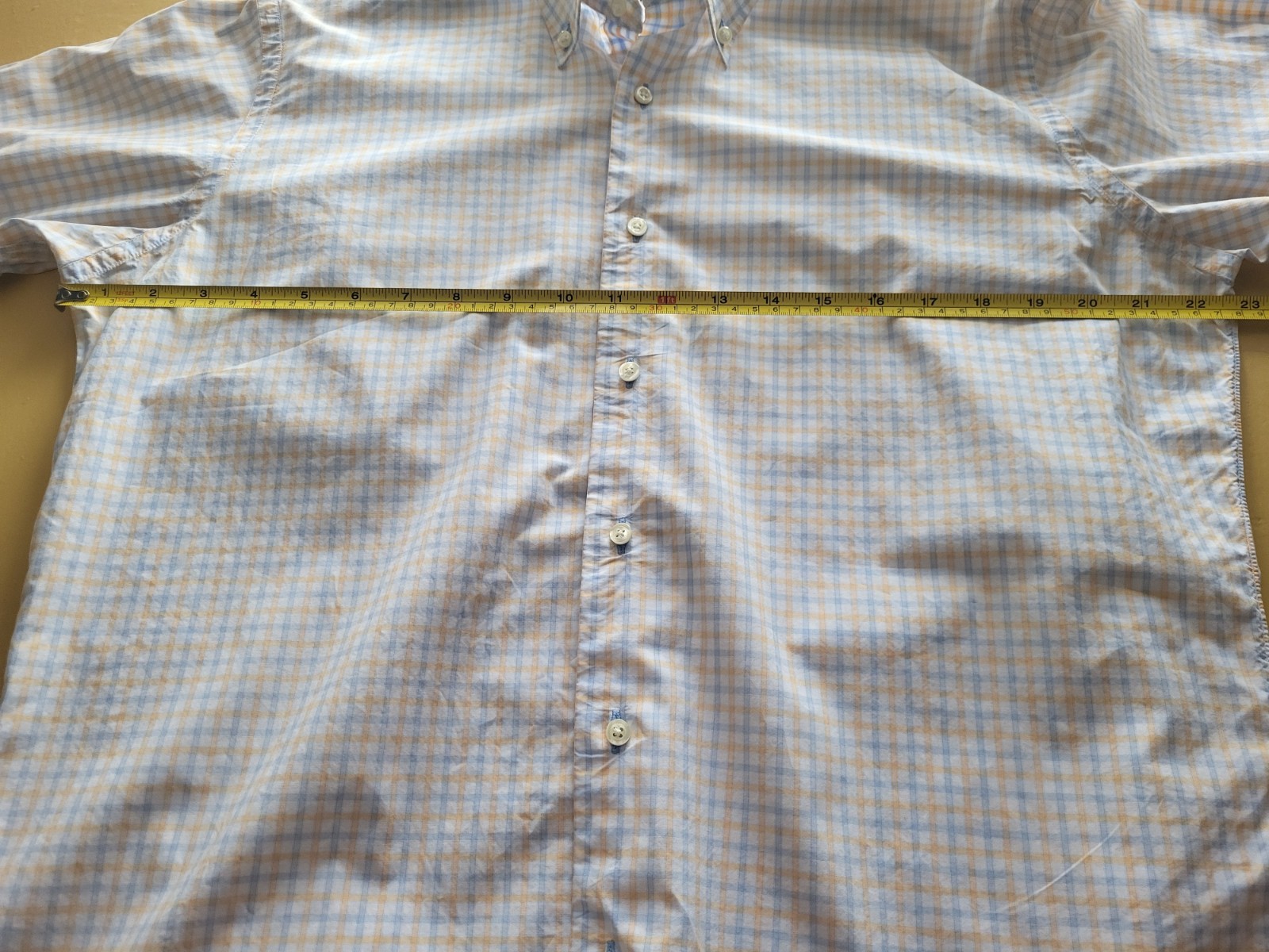 Corporate Image Men’s Plaid Button-Up Shirt Blue Yellow White Tailored Tom Jones