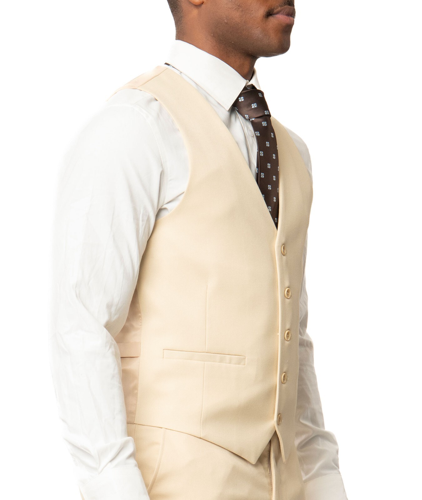 Tan Beige Slim Men Suit Micro Textured Weave 2 Button Notch 11812 Vest Optional
