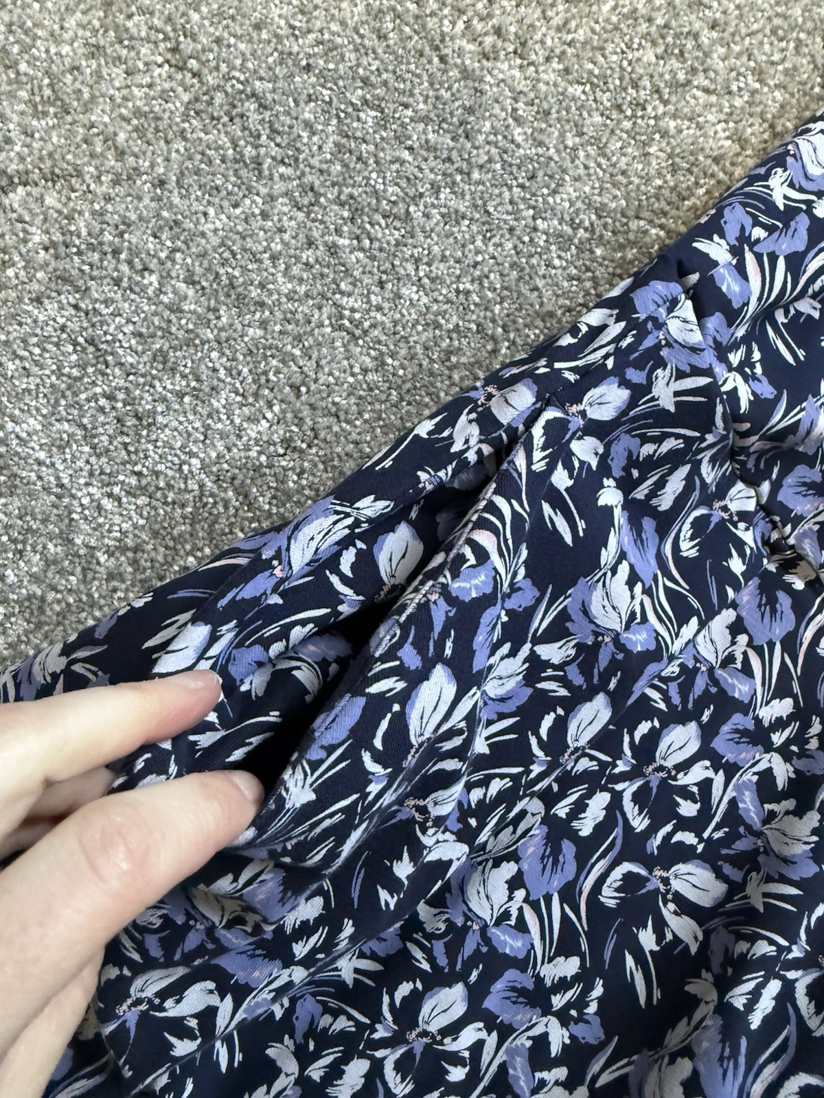 PACT Organic Fit & Flare Square Neck Dress, Paradise Petals Navy Blue