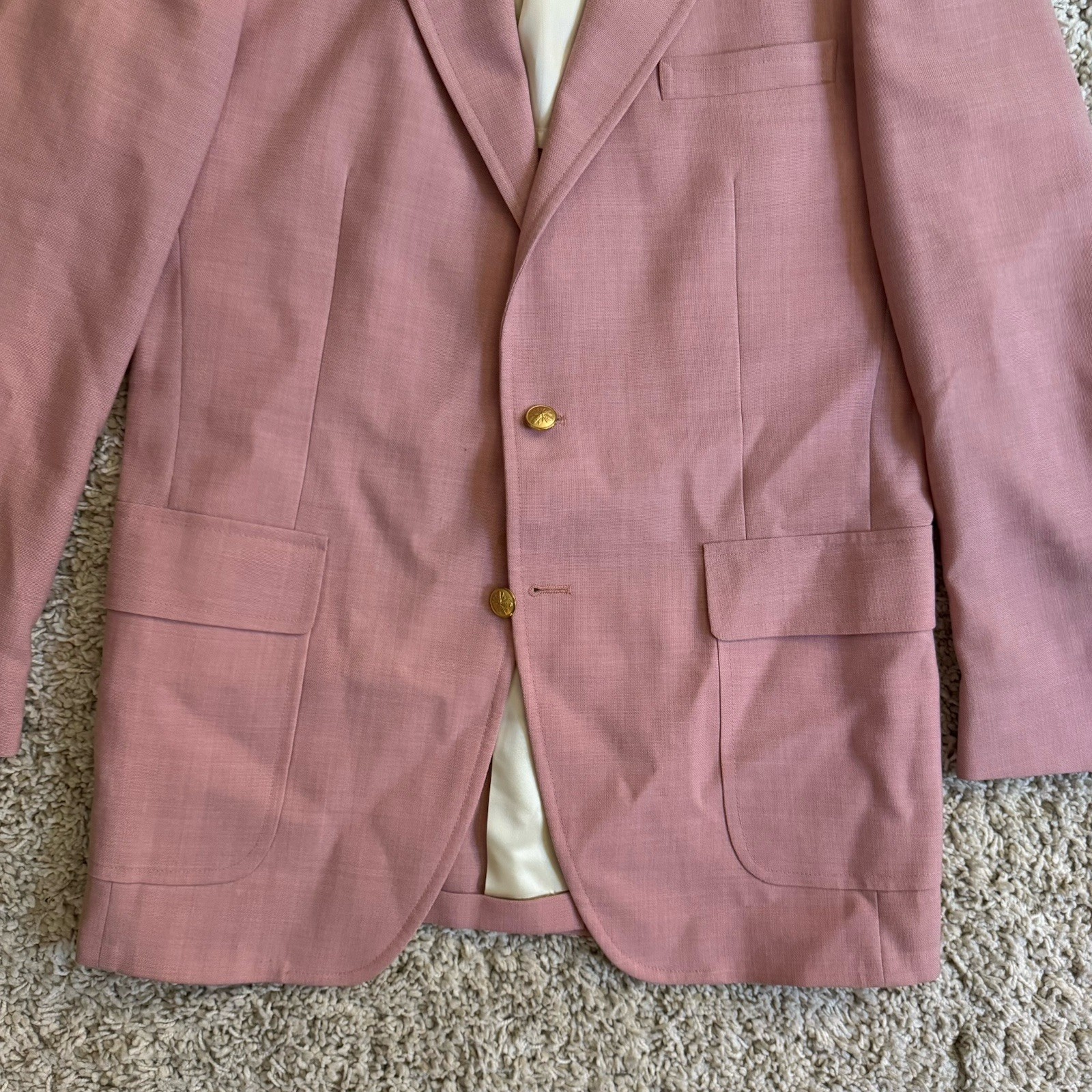 Vintage 60s 70s Mauve Pink Hopsack Summer Blazer 42R Palm Beach Jacket Sportcoat