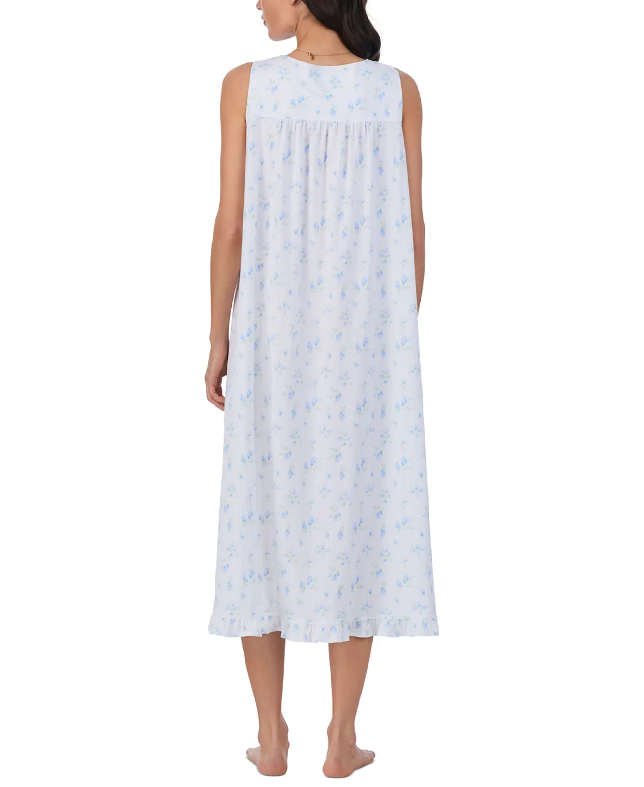 Nwt $68 Eileen West Blue Floral 100% COTTON JERSEY KNIT Long Ballet Nightgown XL