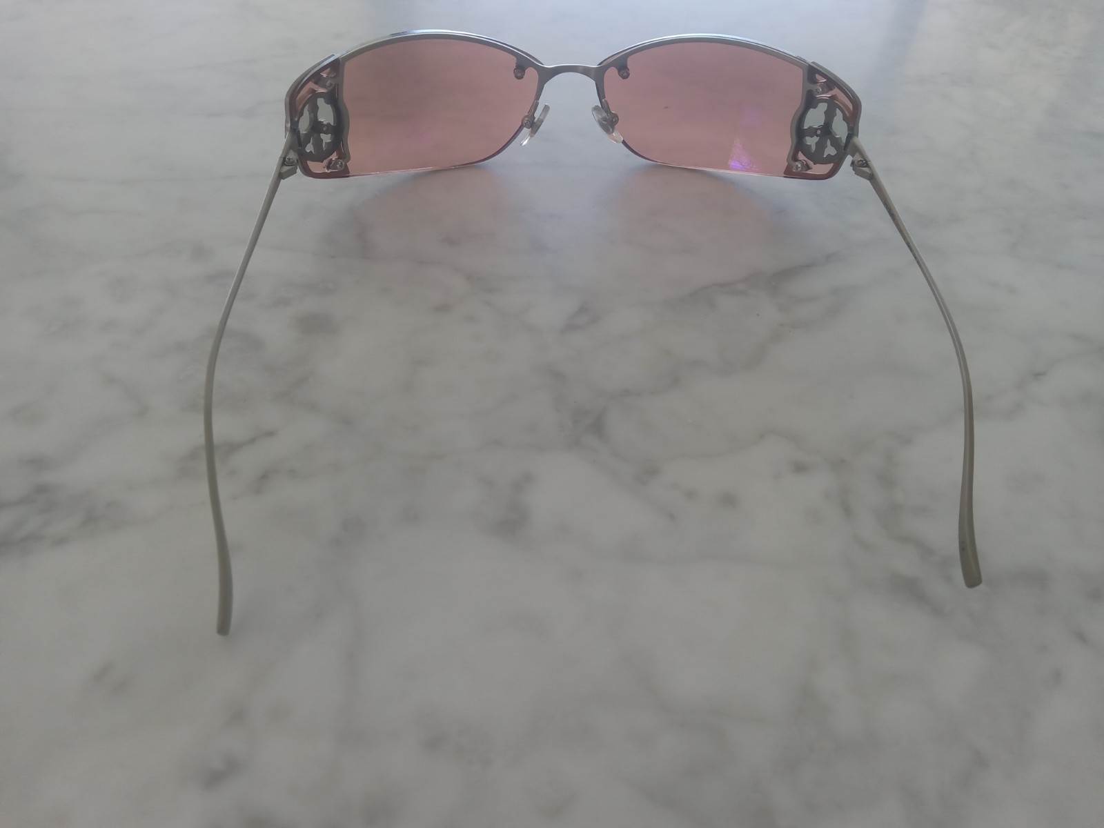 LOREE RODKIN SUNGLASSES MODEL CHER IN ANTIQUE SILVER COLOR WITH LIGHT PINK LENS