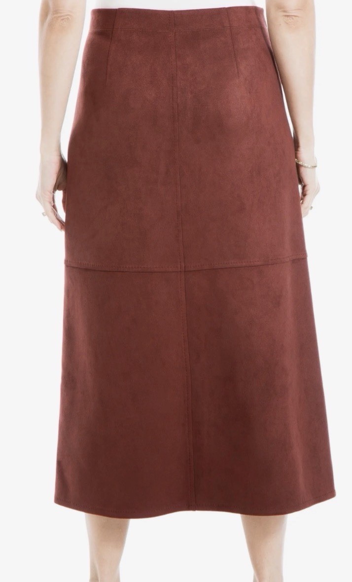 MAX STUDIO Faux Suede A -Line MIDI Skirt Sz S NWT