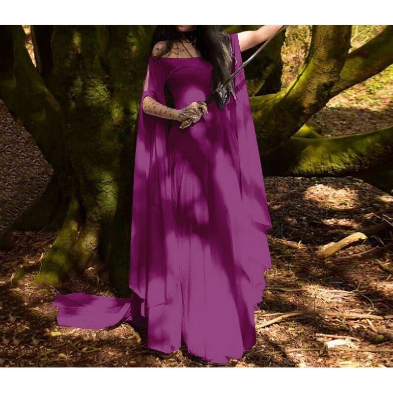 Medieval Renaissance Women’s Flare Sleeve Fantasy Fairy Dress Halloween Costume