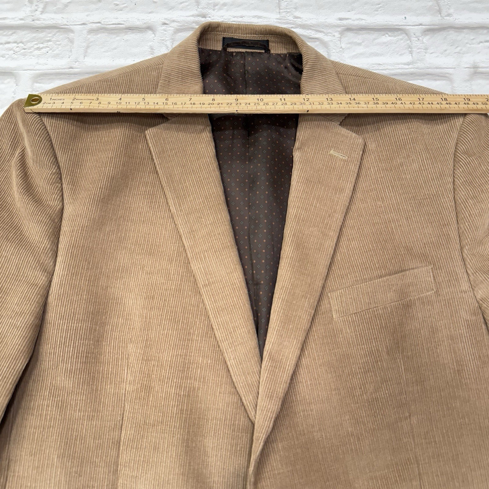Vtg Chaps Corduroy Blazer Sport Coat 46R Elbow Patches Sport Coat Tan Suit Jacke