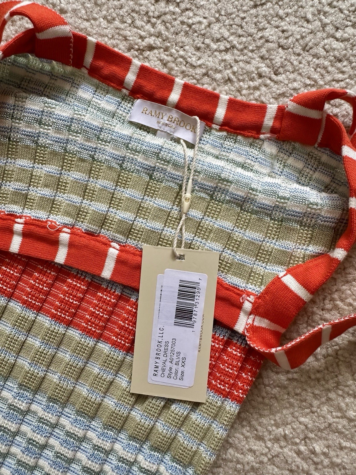 Ramy Brook Cheval Striped Square Neck Dress, Size XXS