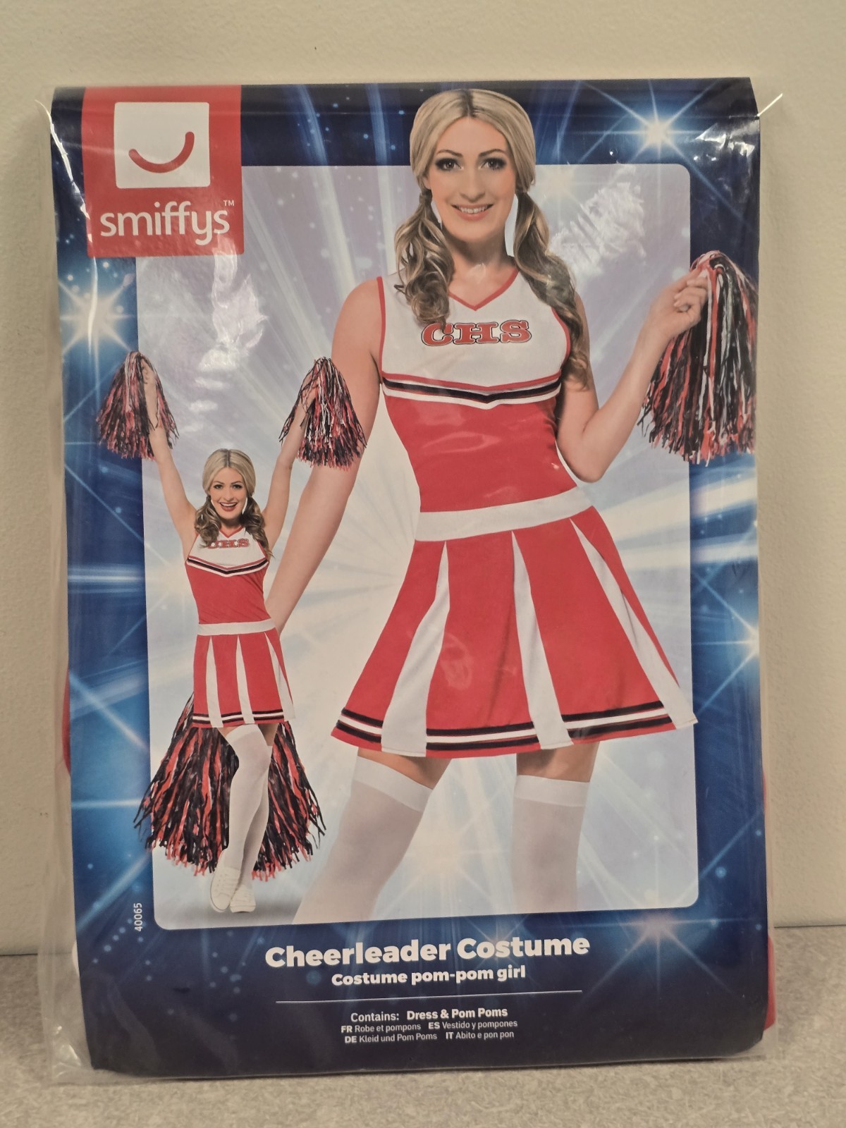 Smiffys Women’s Red Cheerleader Costume Size L NEW