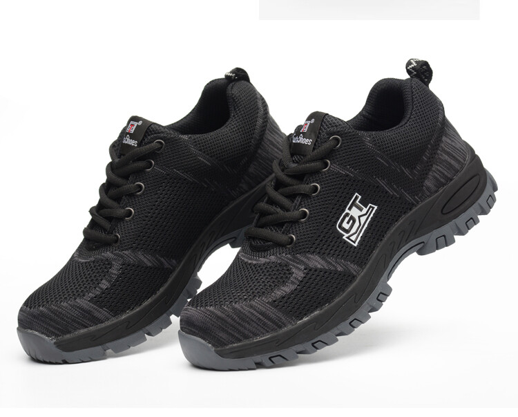 Men black Safety Work Shoes Steel Toe Boots Outdoor Sneakers