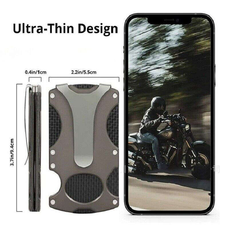 Tactical Metal Slim Money Clip Card Holder, RFID Blocking Aluminum Men Wallet