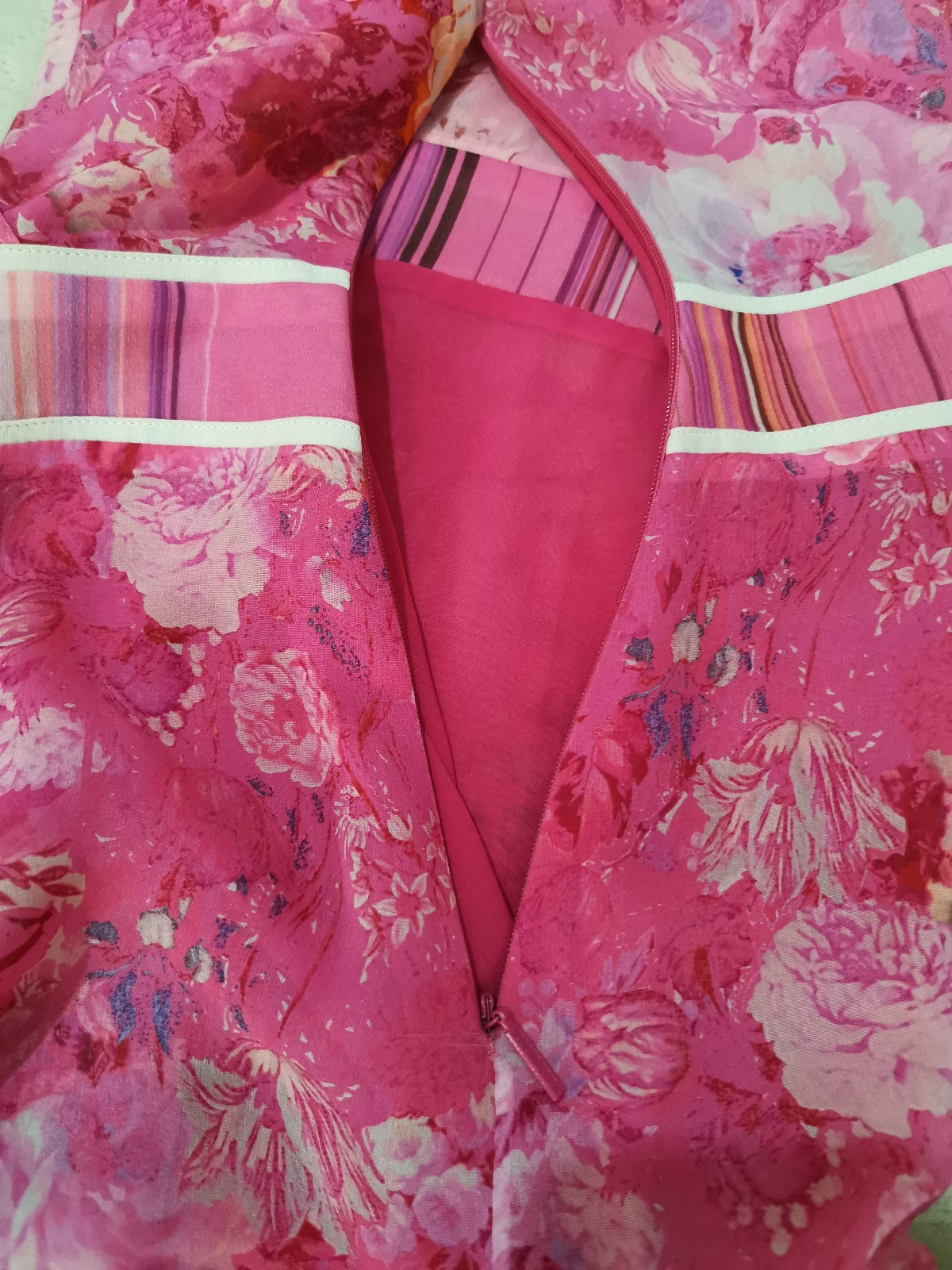 Roberto Cavalli Vintage Floral Print Silk Chiffon Sheer Ruffle Dress IT38