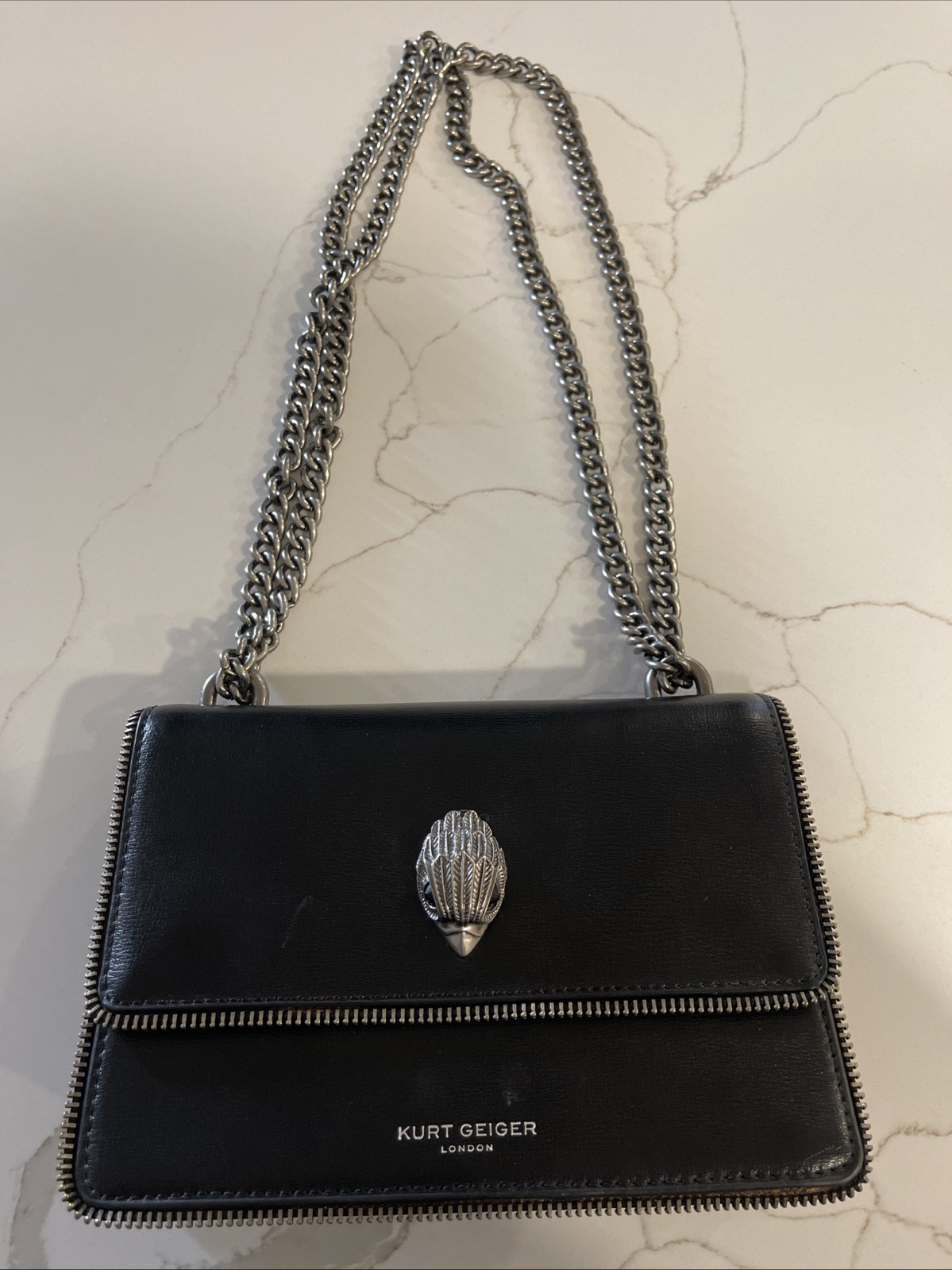 Kurt Geiger London Mini Leather Crossbody – Eagle Head / Zip Edge / Leopard