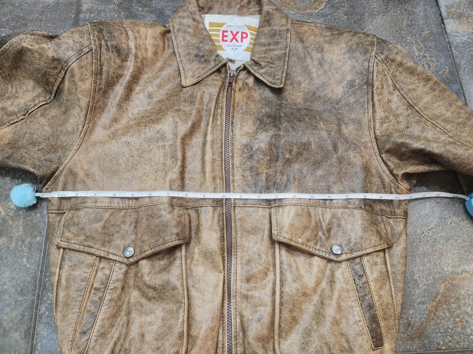 Vintage 90s Limited Express Men’s Small Distressed Leather Bomber Flight Jacket