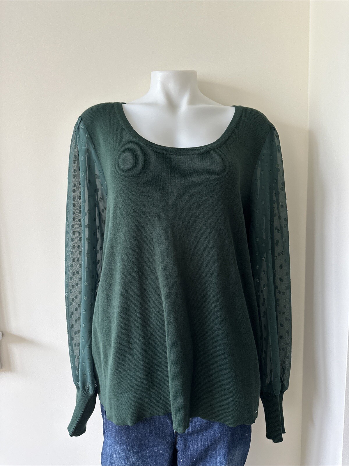 Catherines Sweater Woven Women Pullover Scoopneck Cotton Long Sleeve Size 3X