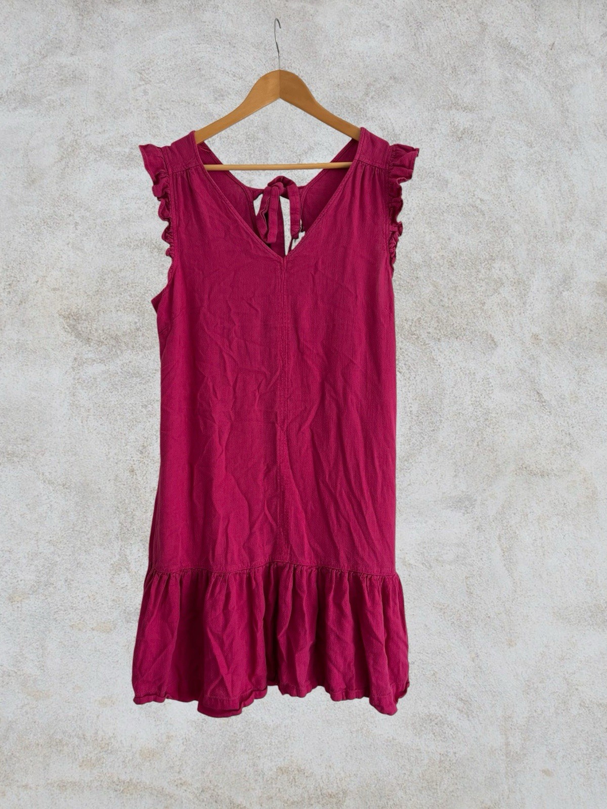 Next Summer Sleeveless Dress Linen Blend Pockets Pink Size 16
