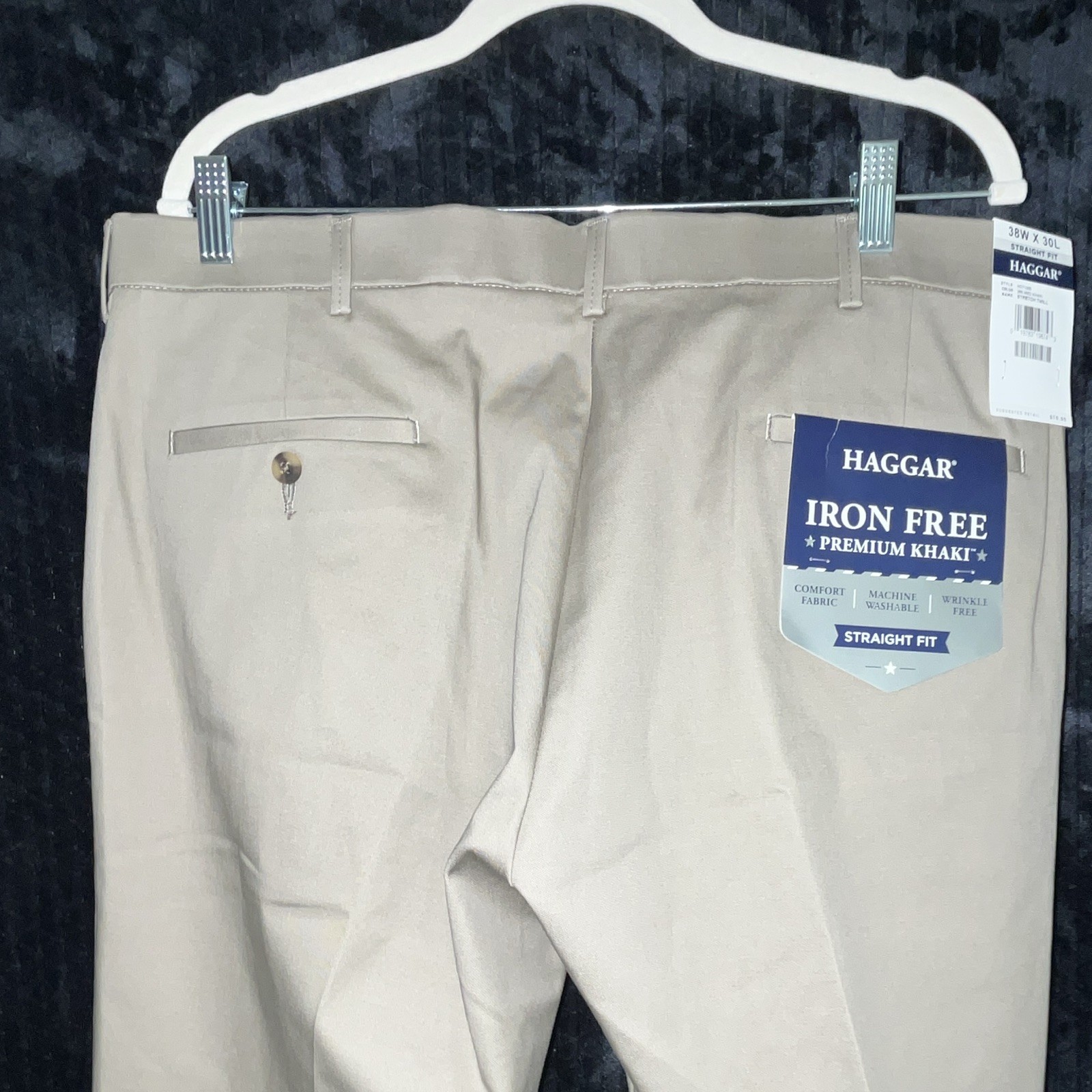 Haggar Iron Free Premium Khaki Straight Fit Flat Front Khakis 38W Khaki