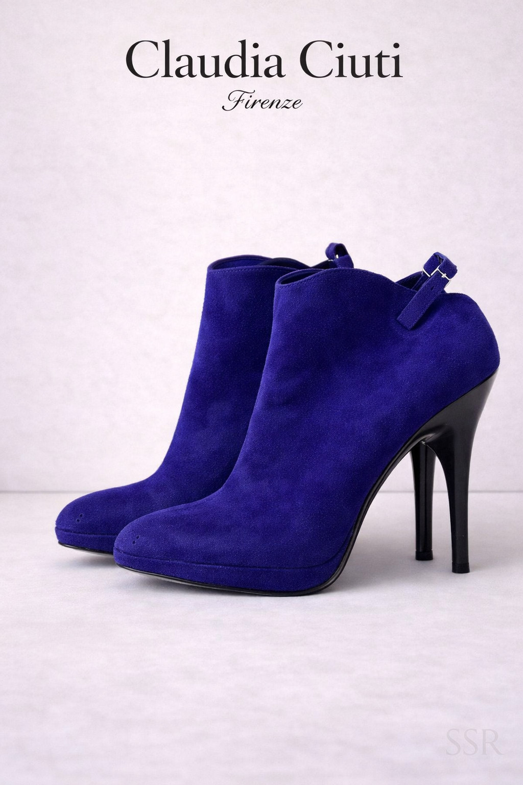 Claudia Ciuti Firenze Womens Blue Suede Bootie 10M 5” Heel NWOB Italy