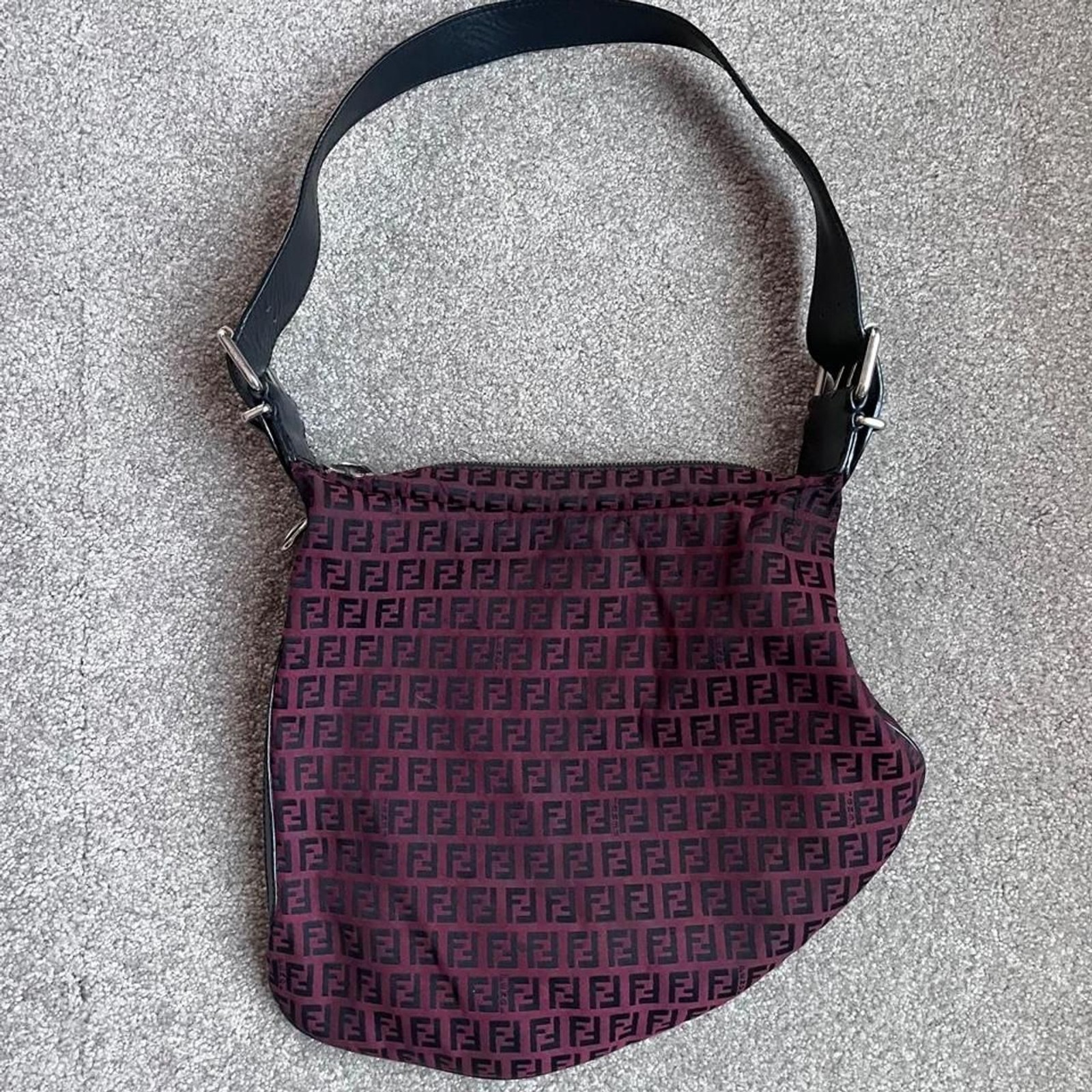 Authentic Red Fendi Zucchino Oyster Bag