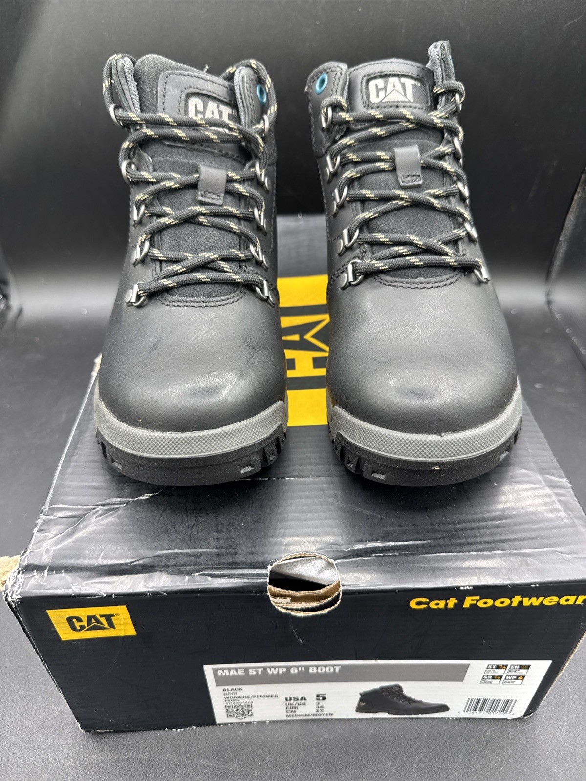 PICK SIZE – Caterpillar Womens Mae Black Steel Toe Waterproof 6″ Work Boot