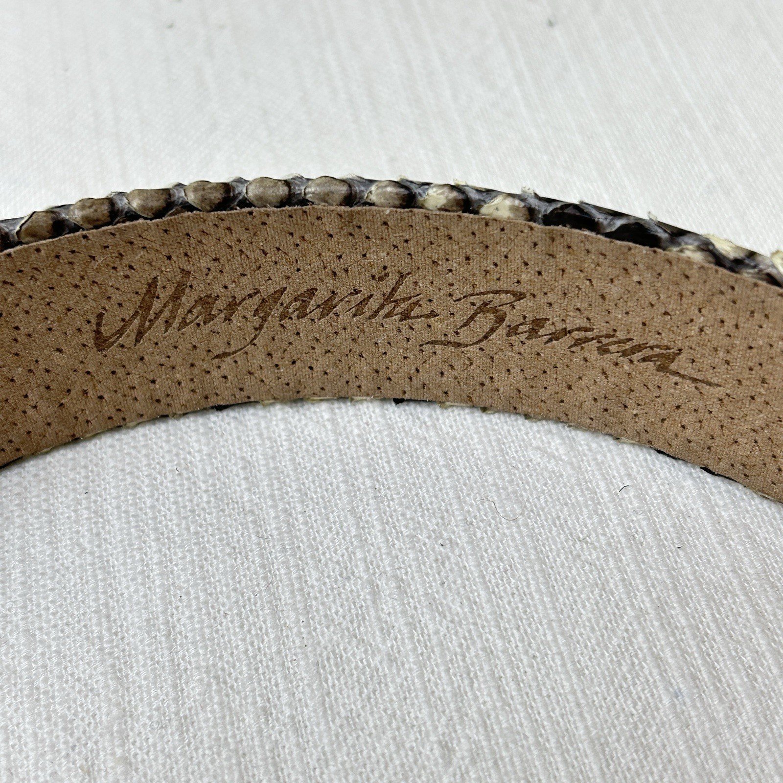 Margarita Barrera Snakeskin Embossed Leather Belt Strap 1 3/8” W 37 1/2” L