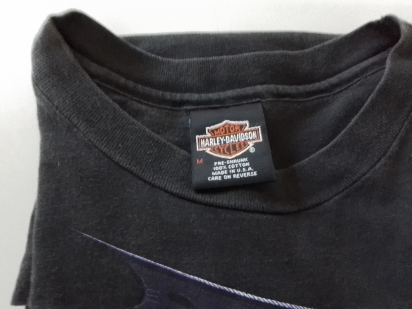 Vintage 80s Harley-Davidson Dragon Shield Purple Grey/Black Sun Faded T-Shirt M*