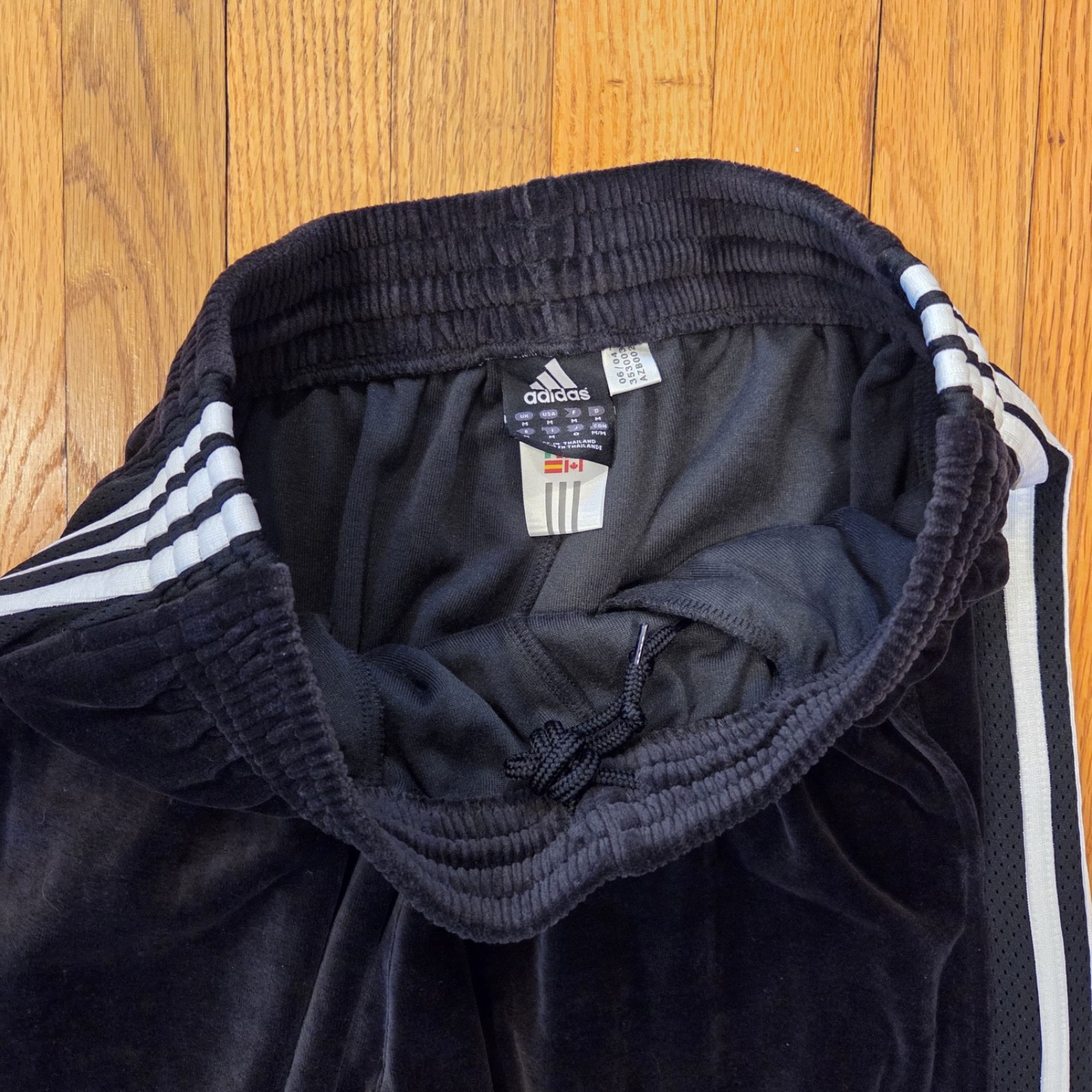 Vintage Men Adidas Black & White Velour Sweatsuit Tracksuit Velvelt NWT S M L