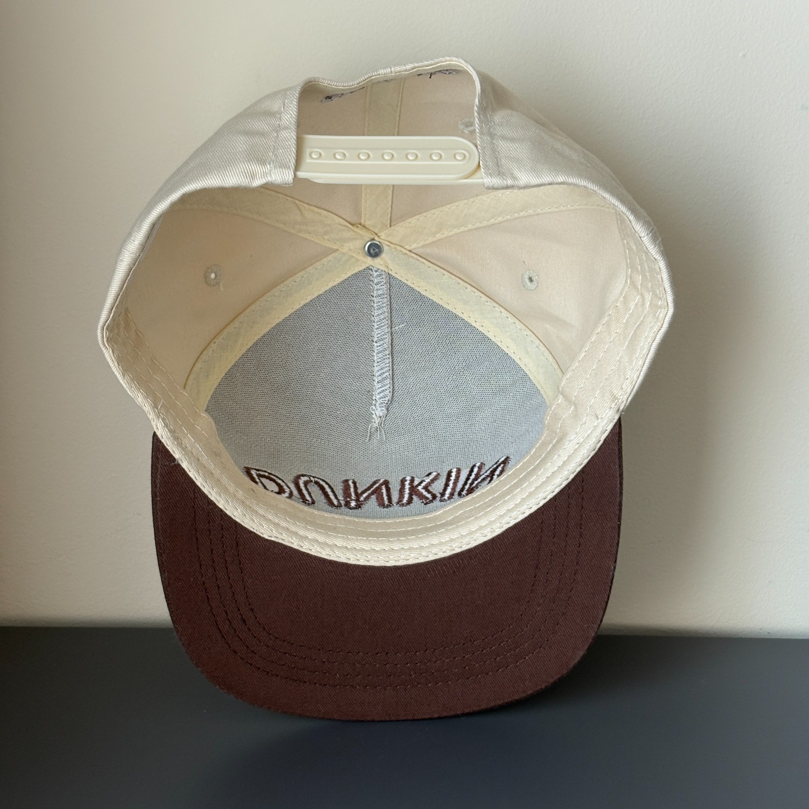 Dunkin Donuts Upside Down Logo Snapback Hat Brown Cream EST 1950 Adjustable Cap