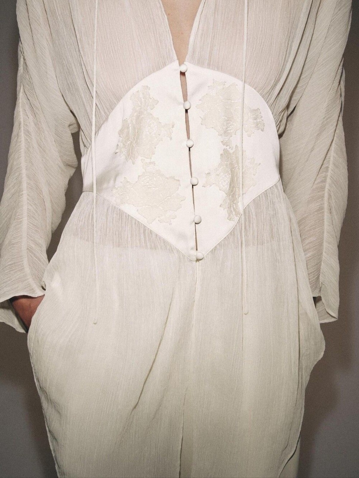 ZARA ZW COLLECTION GEORGETTE LACE BLOUSE SMALL