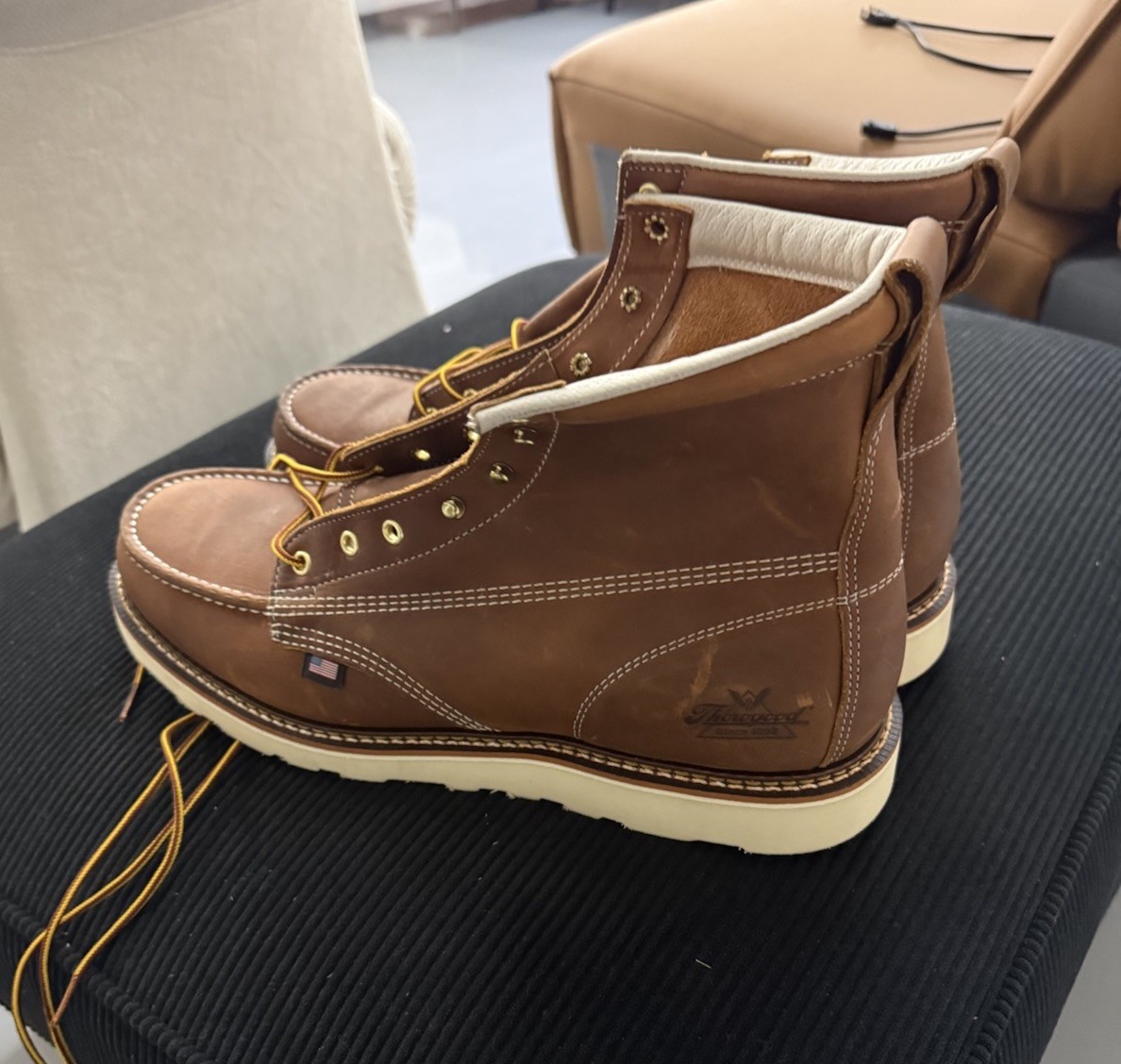 Thorogood 814-4200 Men’s 6″ Leather Moc Soft Toe Work Boots Brown Size 15 D