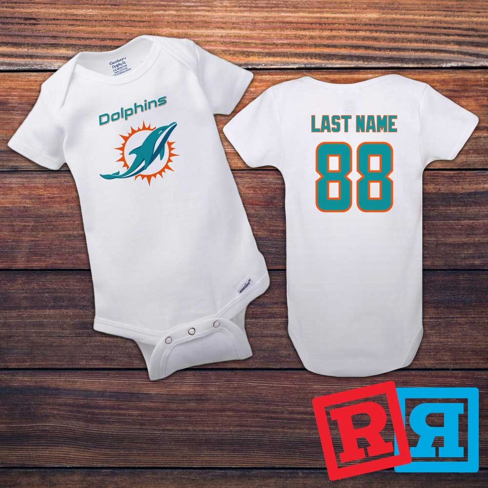 Personalized Miami Dolphins Gerber Baby Onesie® Cotton Custom Football Bodysuit