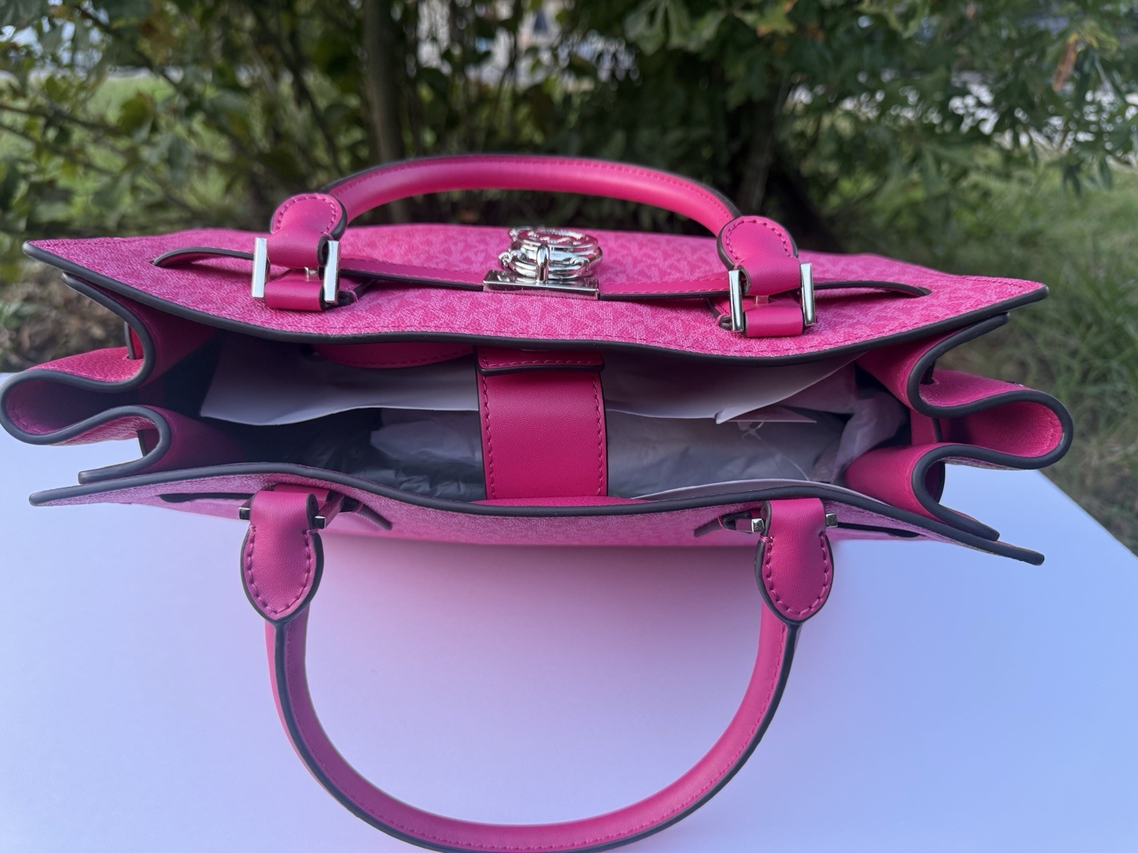Authentic Michael Kors Bag Medium Hamilton Satchel Dragonfruit MK Logo Purse NWT