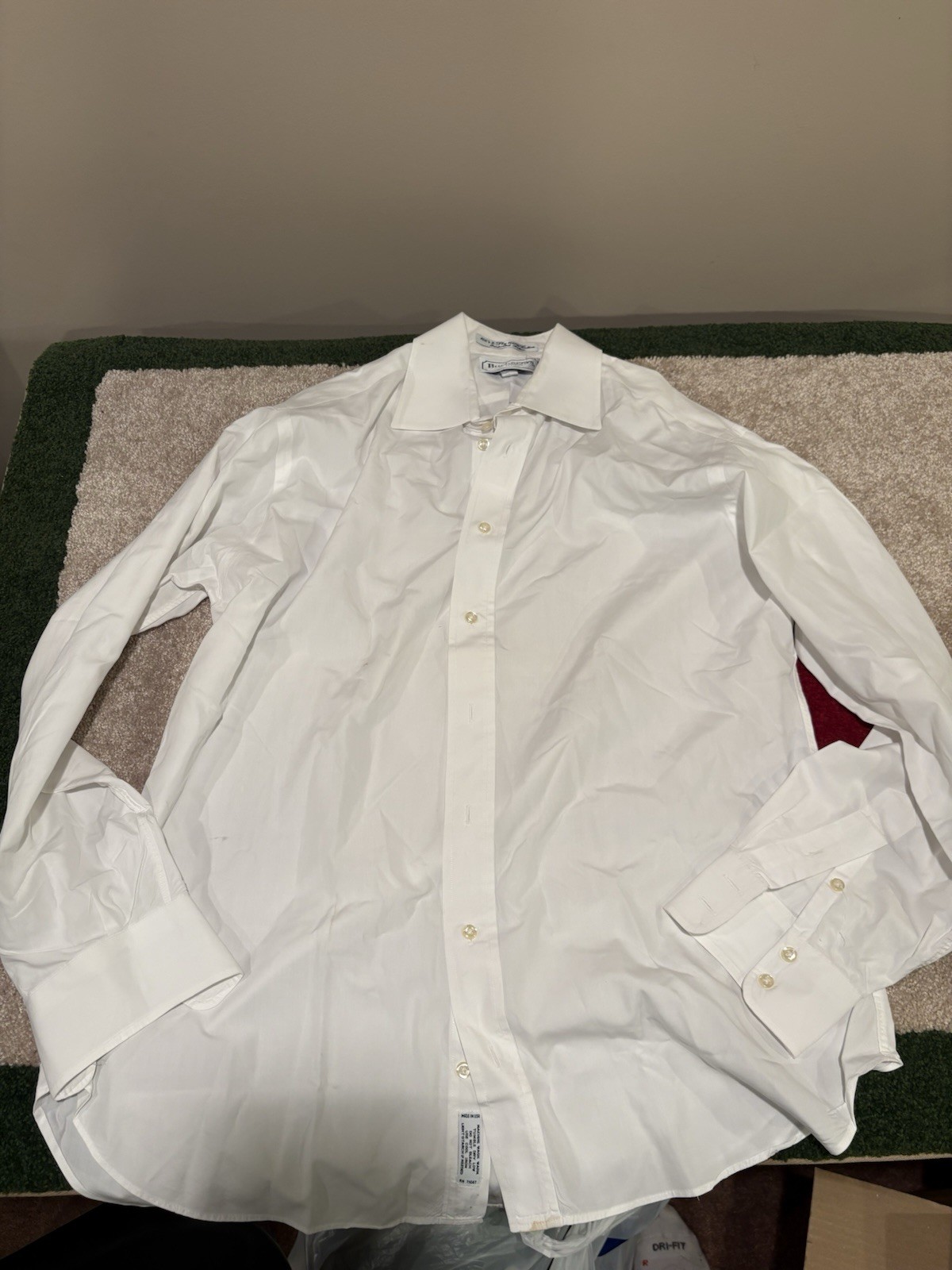 Vintage Burberrys of London Shirt Mens Solid White French Cuff USA Made 15.5- 34