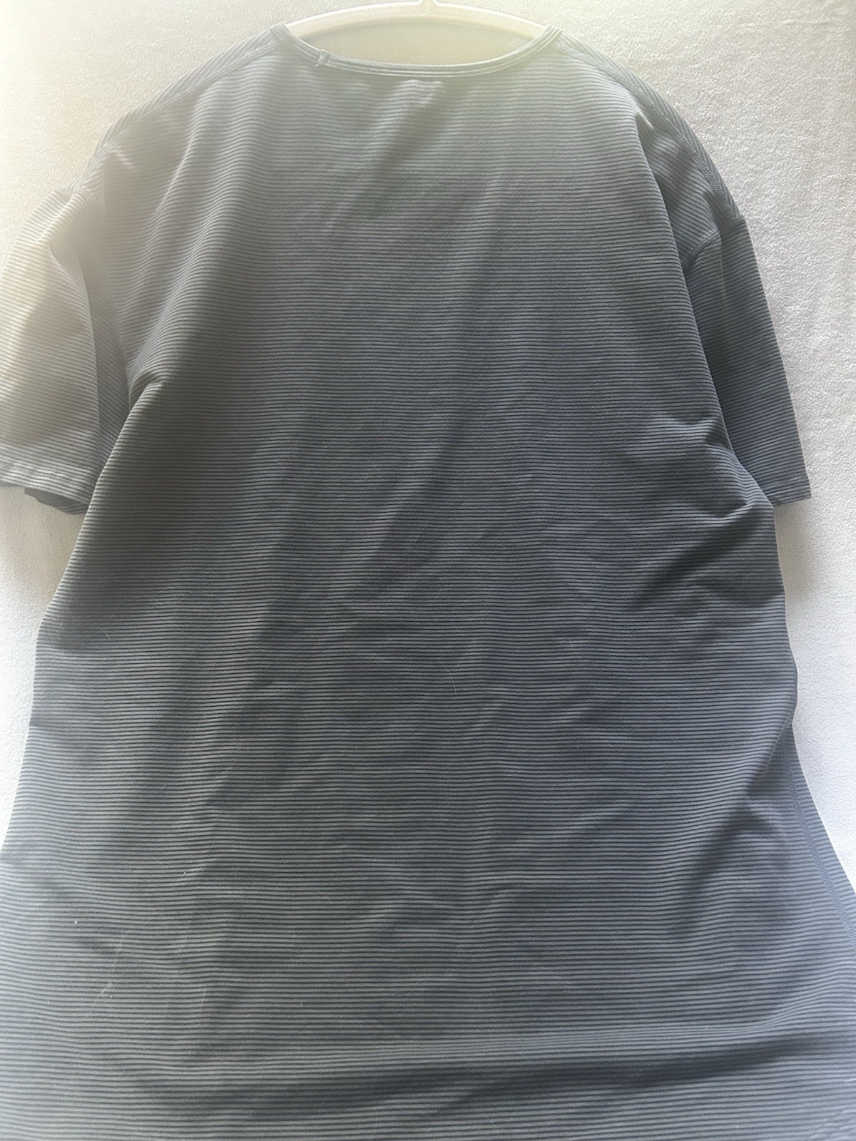BYLT Basics Drop Cut Lux Tee XL Gray Black Stripe Short Sleeve Stretch Shirt