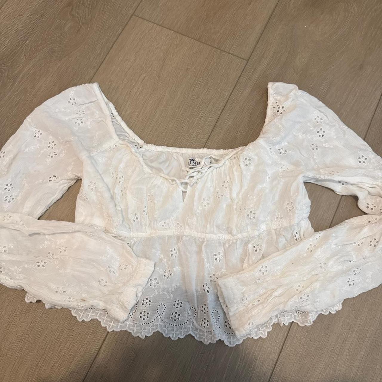 Hollister White lace long sleeve top