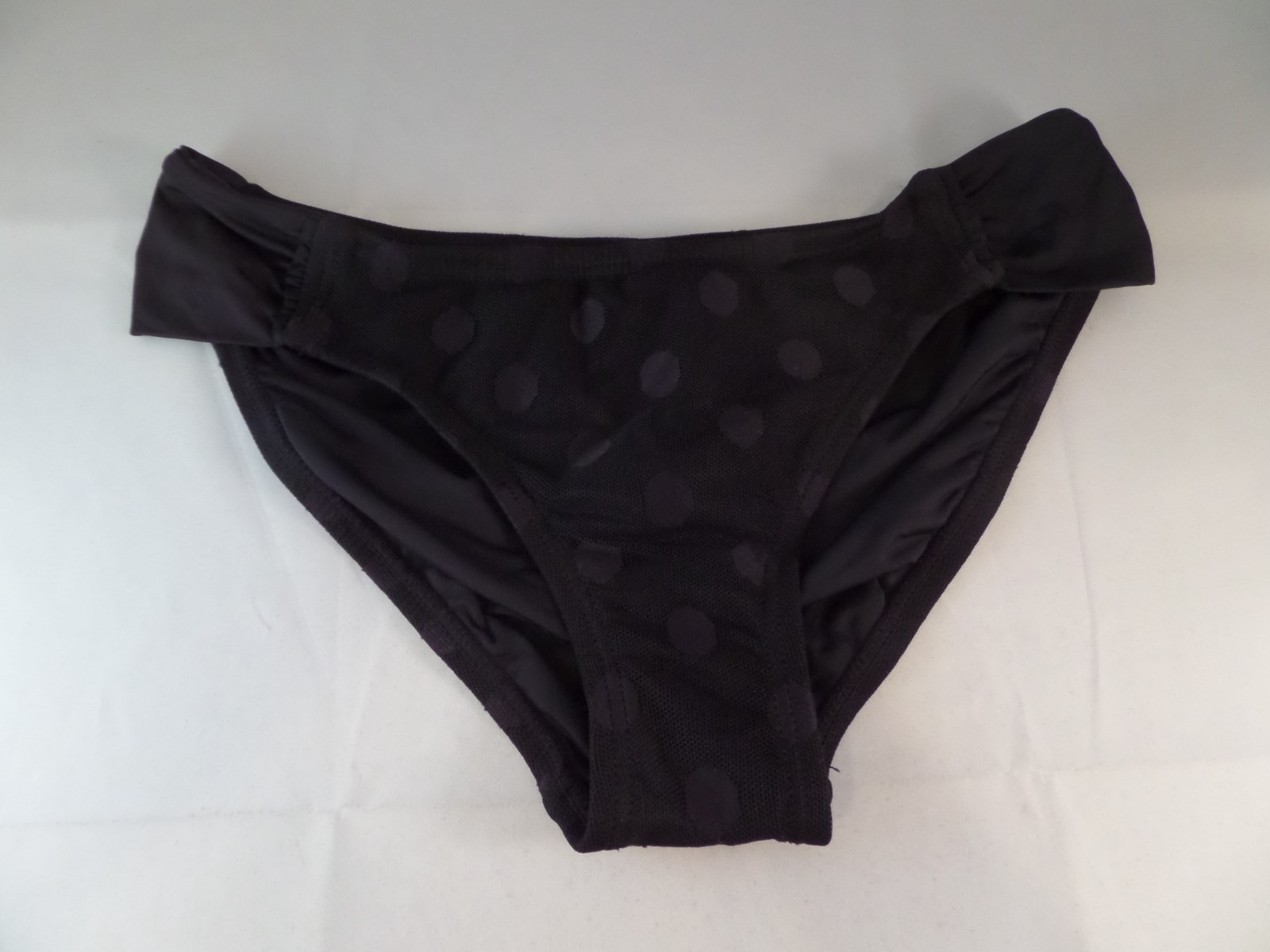 NWT Betsey Johnson Retro Rival Hipster Bikini Bottom Dots & Yachts Black Medium