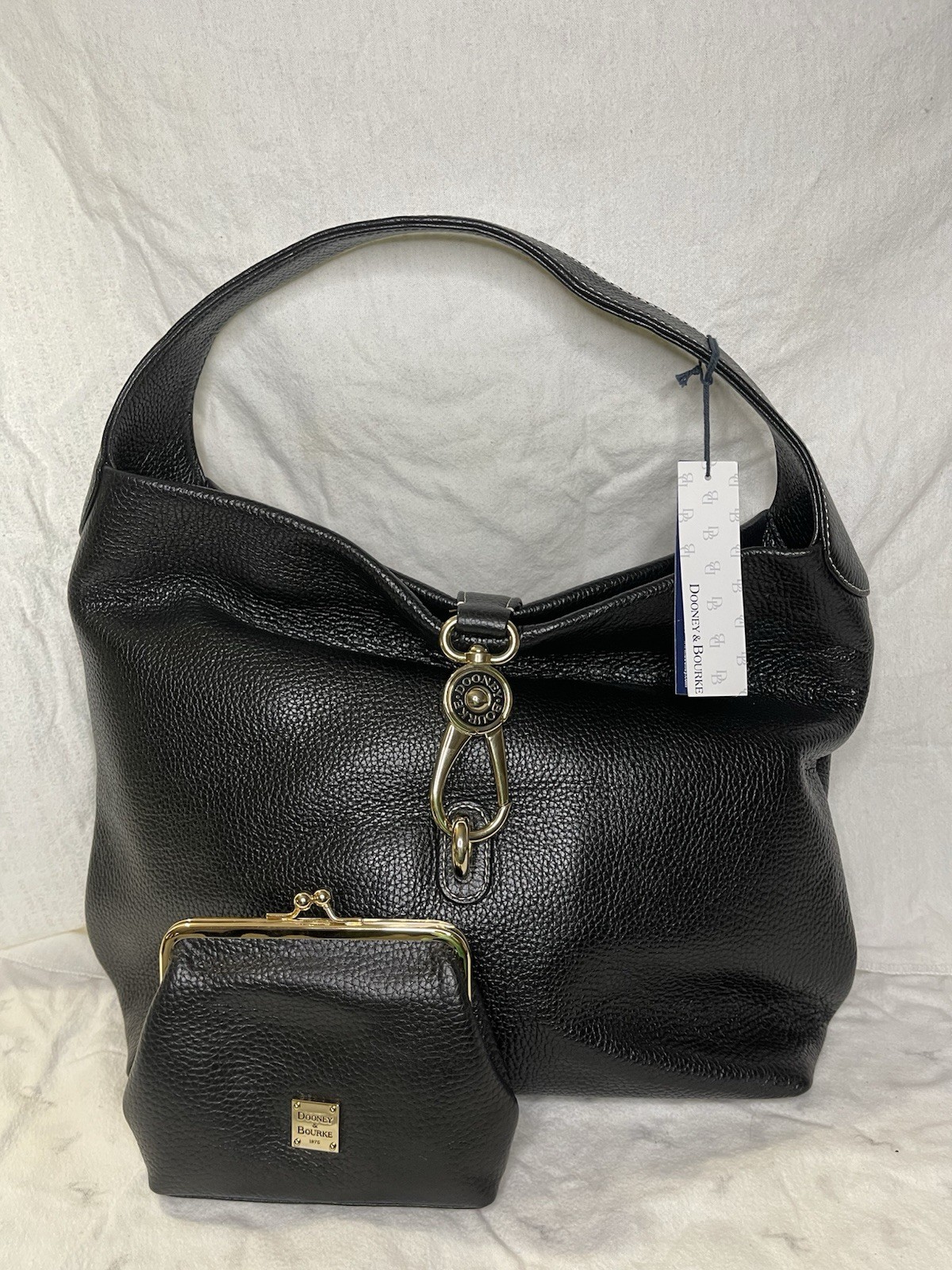 Dooney & Bourke Pebble Grain Logo Lock Shoulder Bag With Wallet In Black