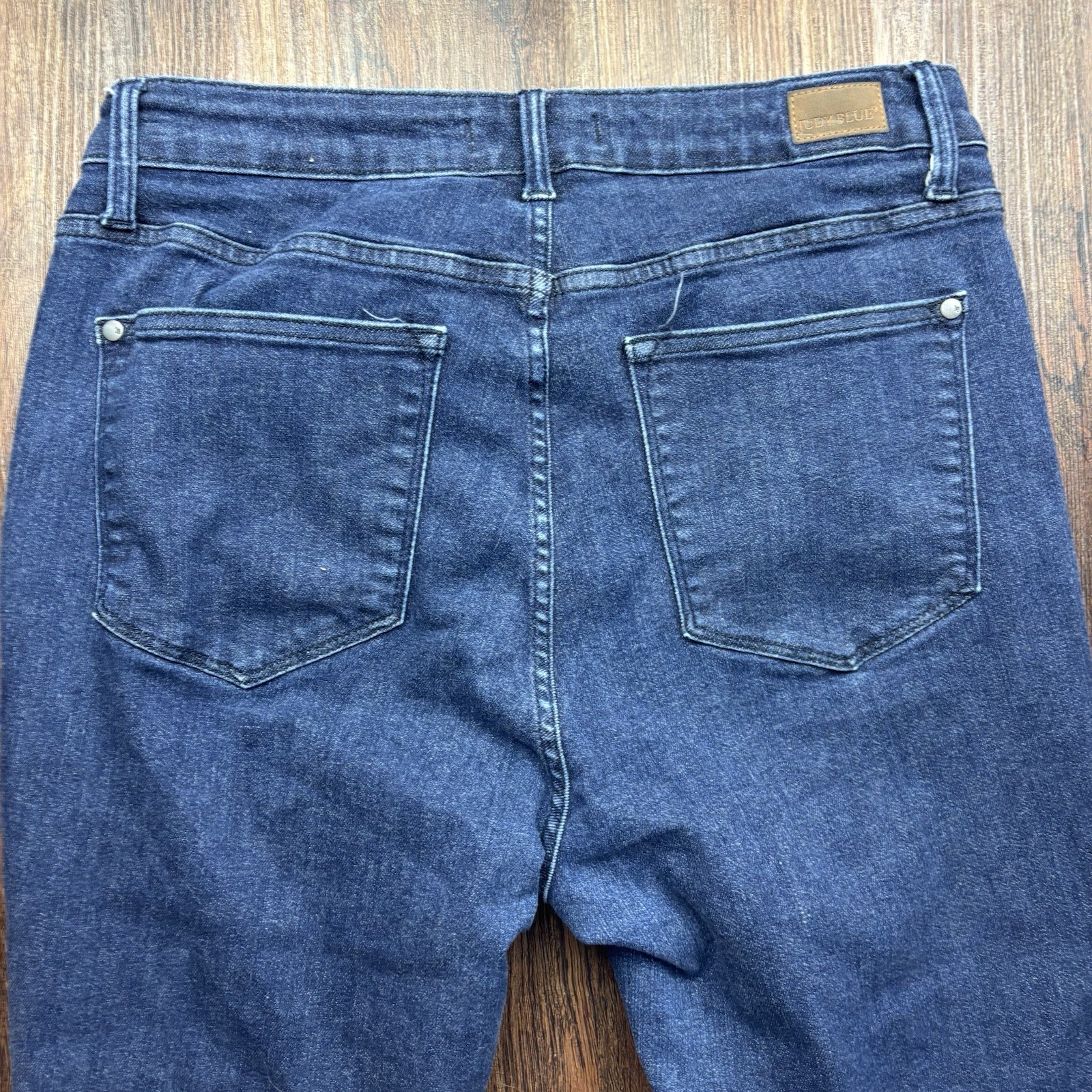 Judy Blue High Waist Control Top Straight Jeans Raw Hem Dark Wash Size 14W