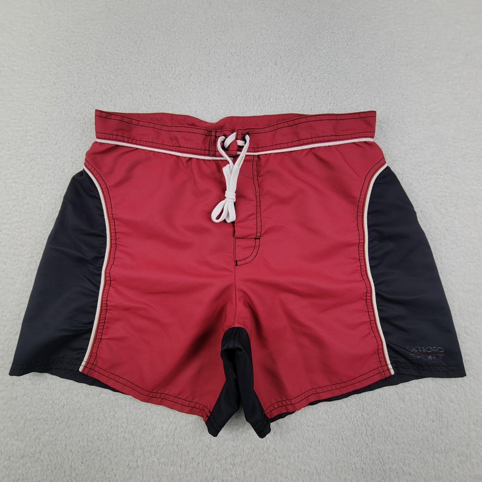 Grigio Sport Swim Shorts Mens Large Red Black Board Trunks Made in Italy Mesh