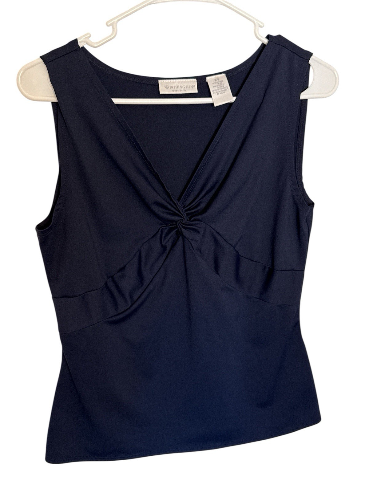 Vintage WORTHINGTON Petite Stretch L Black Top 92% Nylon 8% Spandex