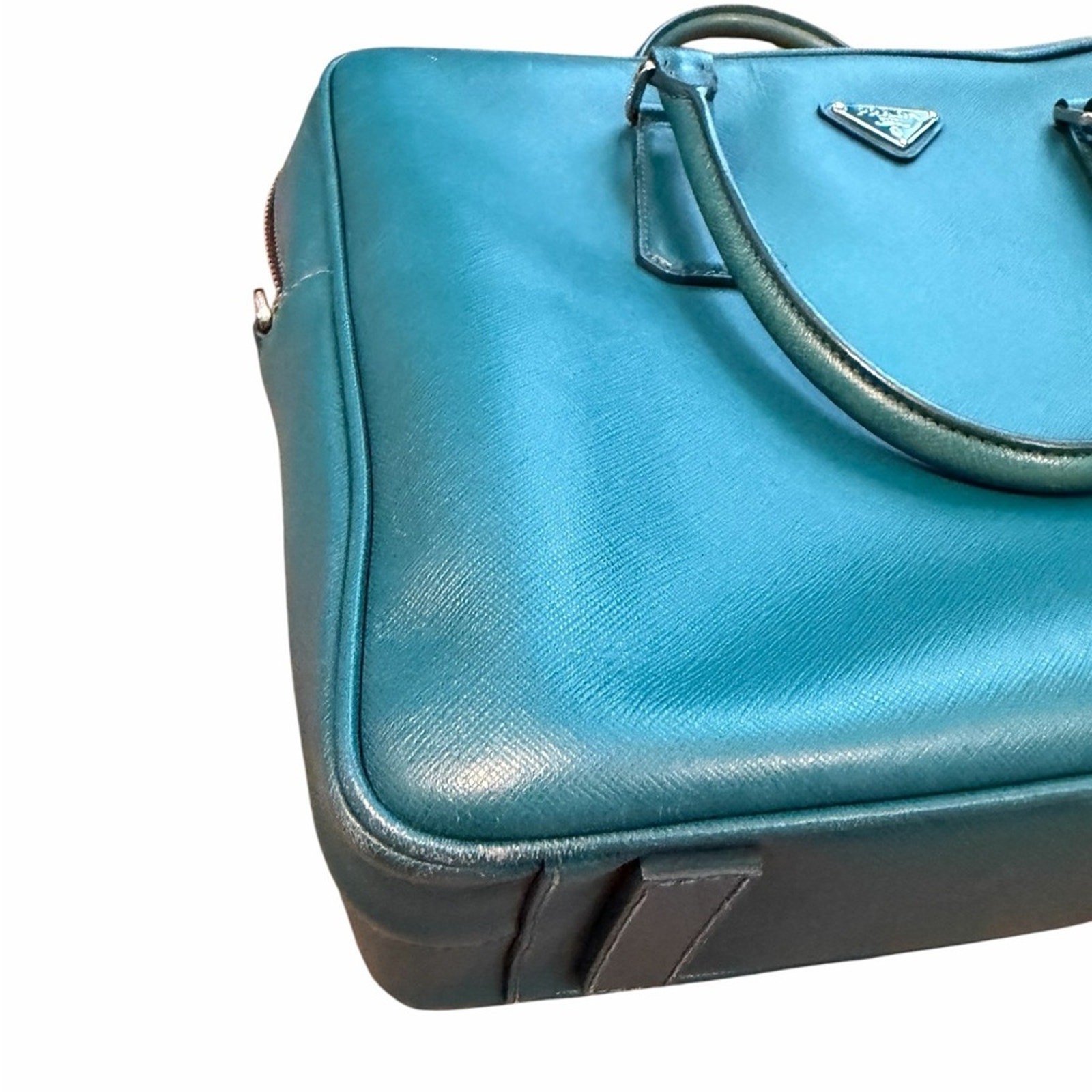 Prada Green Saffiano Leather Tote Briefcase