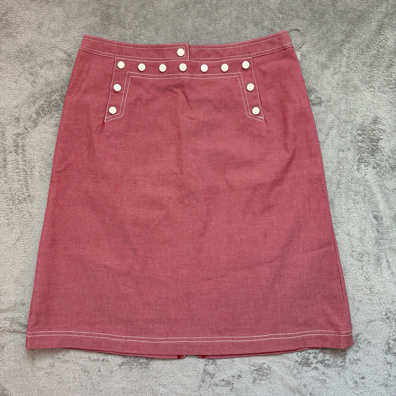 WORTH Short A-Line Skirt Pink Light Red Sailor Snap Cotton Women’s Size 6 NWT