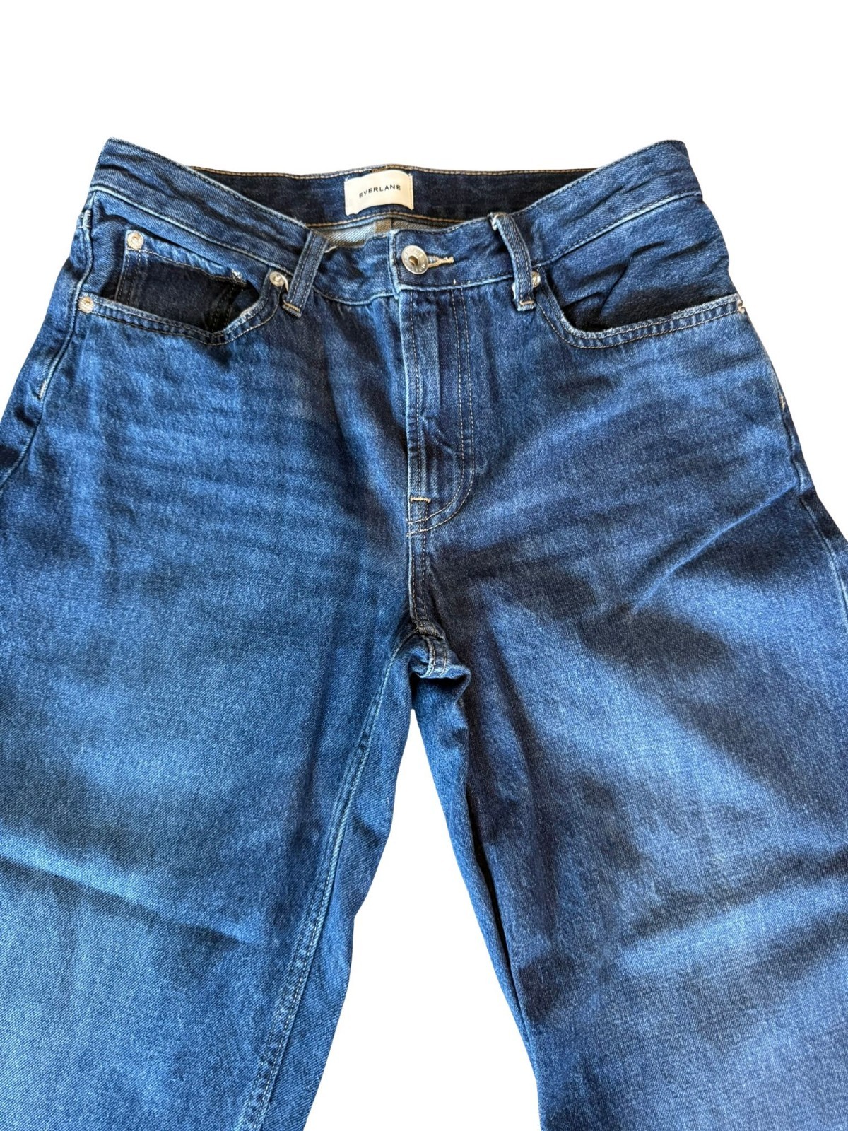 Everlane 27 Regular Organic Cotton Barrel Leg Jeans Dark Wash High Rise Wide Leg