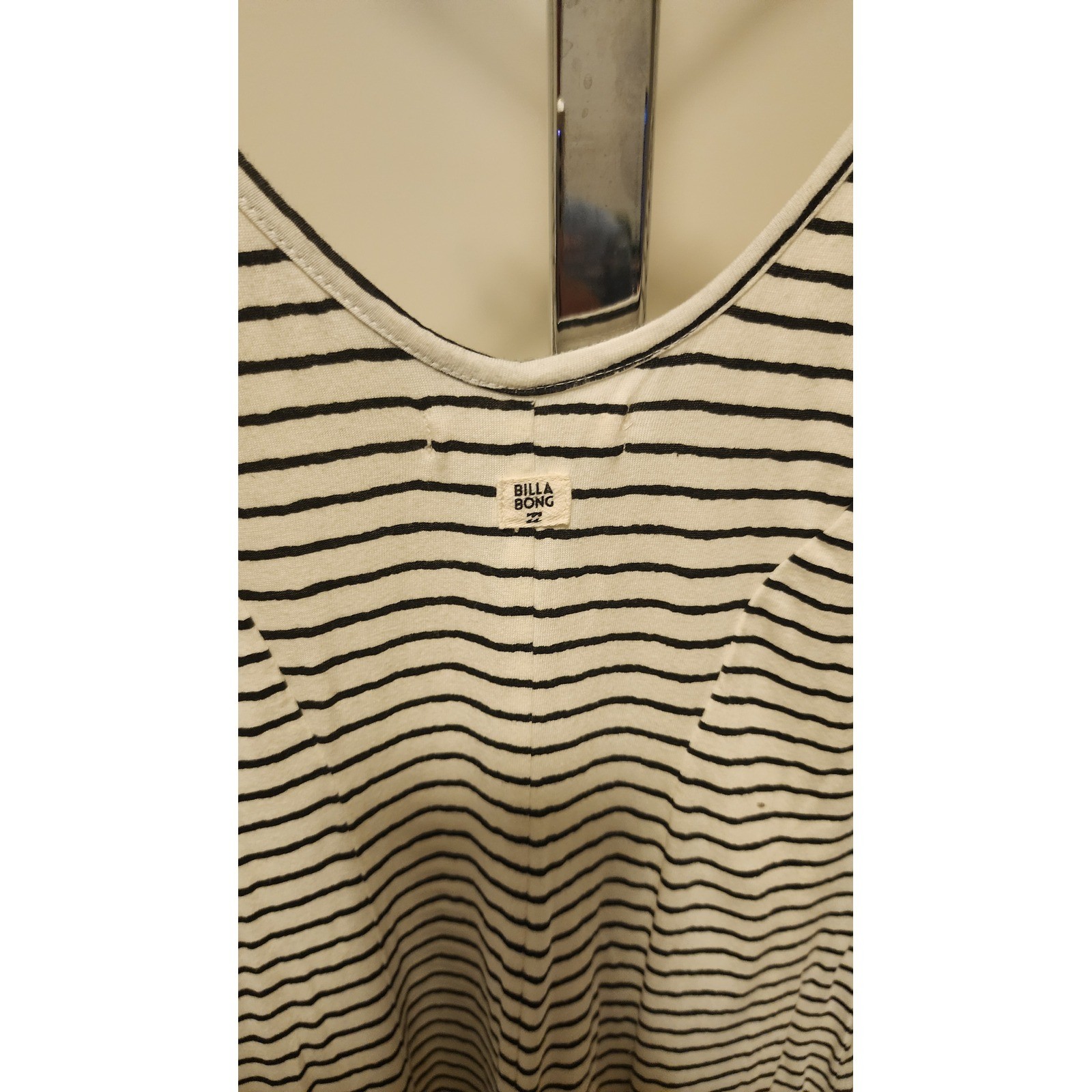 Billabong Womens Black White Striped Spaghetti Strap Mini Dress Small S/P Cotton