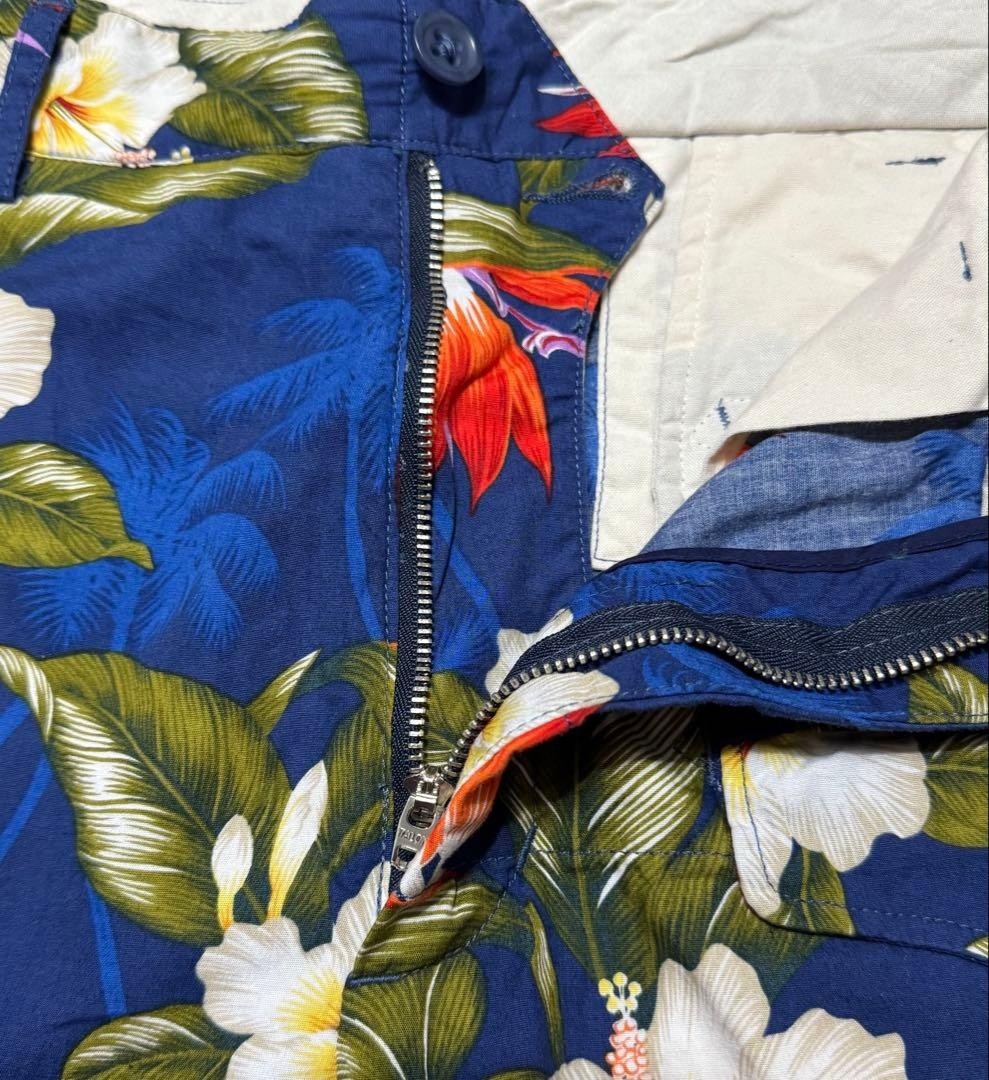 Engineered Garments Floral Shorts USA Made Size 36 Hibiscus Botanical Blue F/S