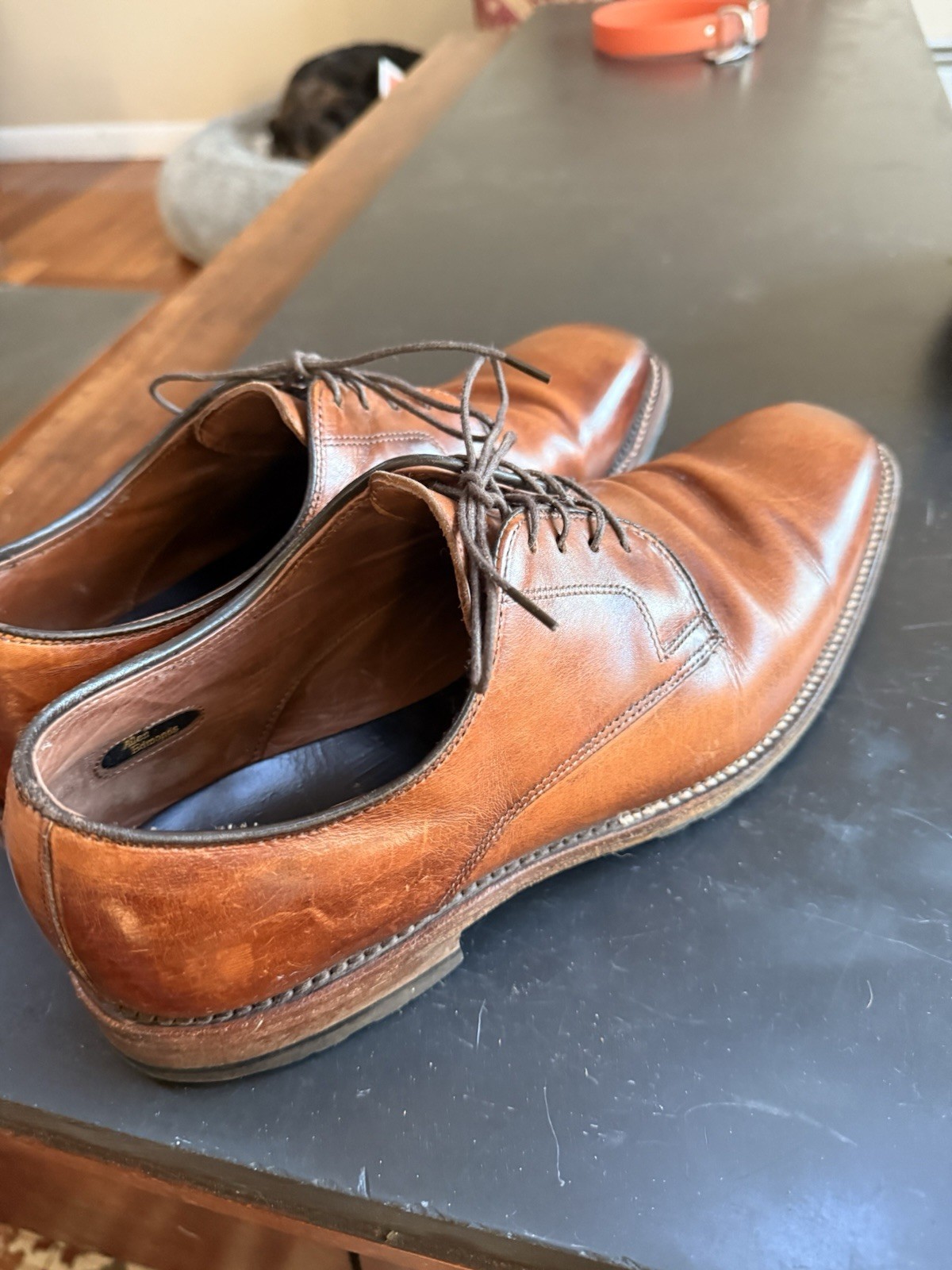 Mens Allen Edmonds Easton Brown Saddle Leather Derby Oxford Shoes Sz 10 D