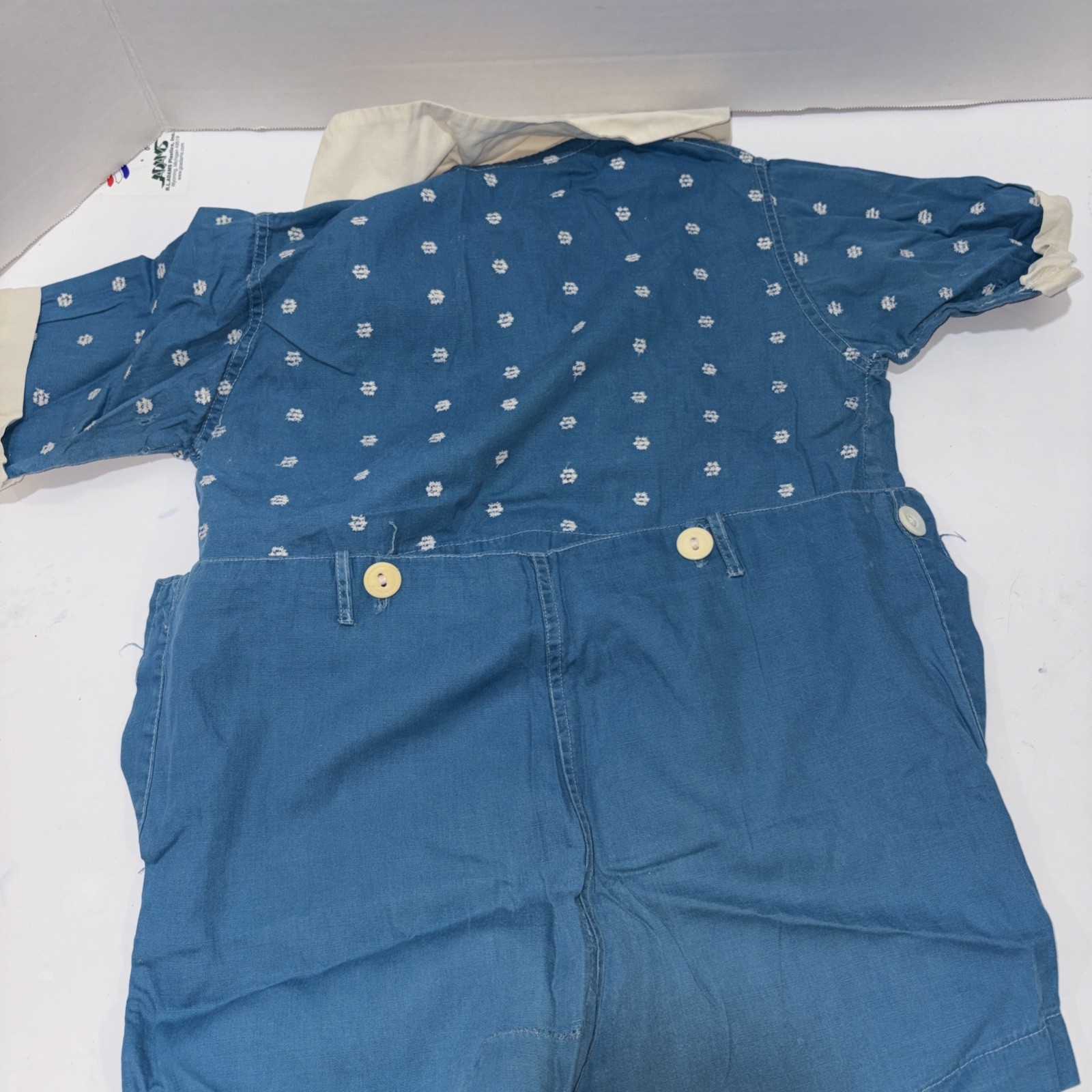 Vtg 40s 2 Piece Blue SSet – Sz 2-3t Handmade Needs Buttons