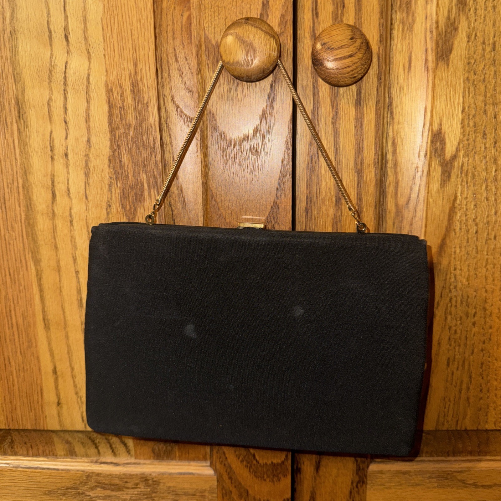 Clutch Handbag/change purse Black with Chain Handle USA Harry Levine Vtg