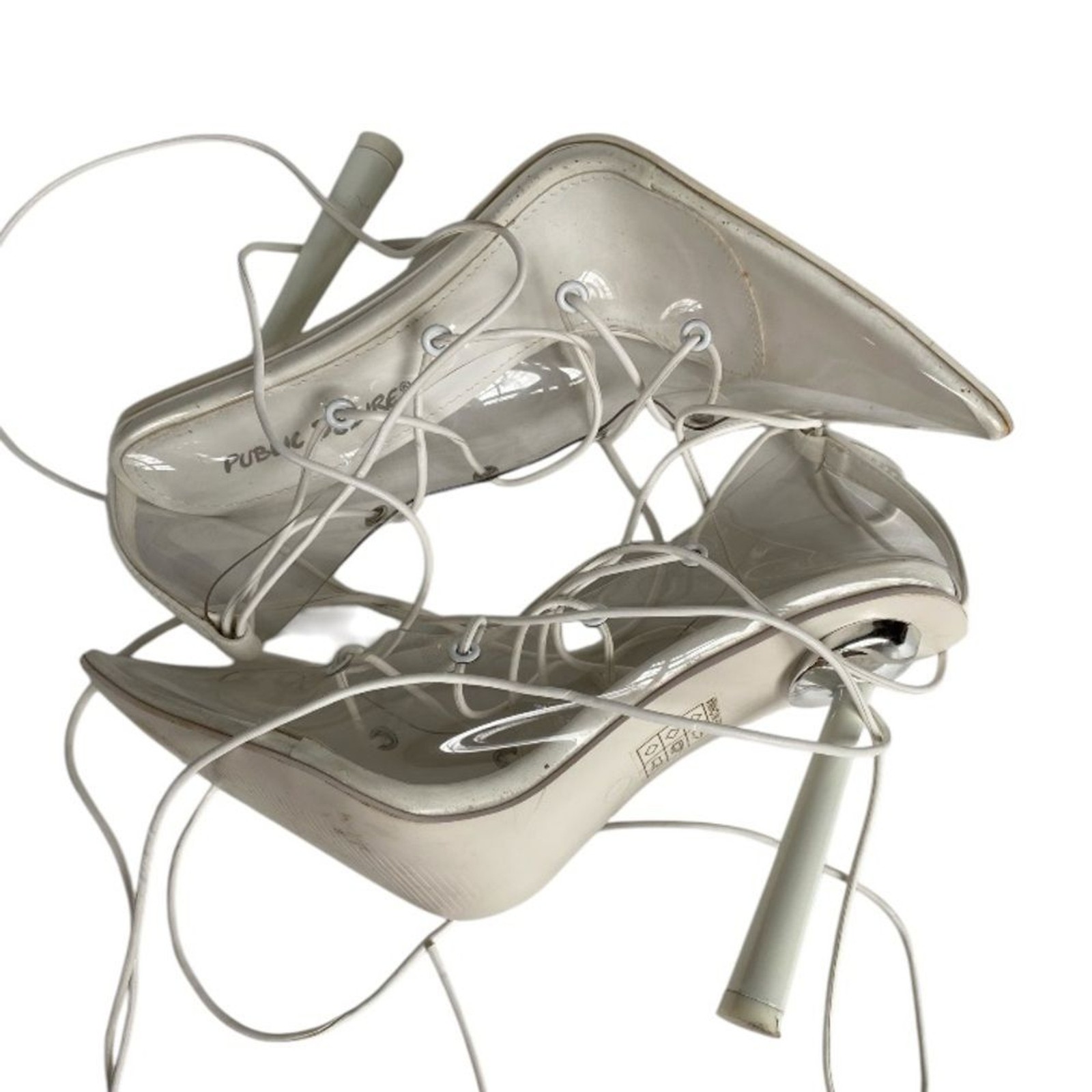 Public Desire Strike Clear Perspex Lace Up Heels White Size 6 Stiletto Sandals