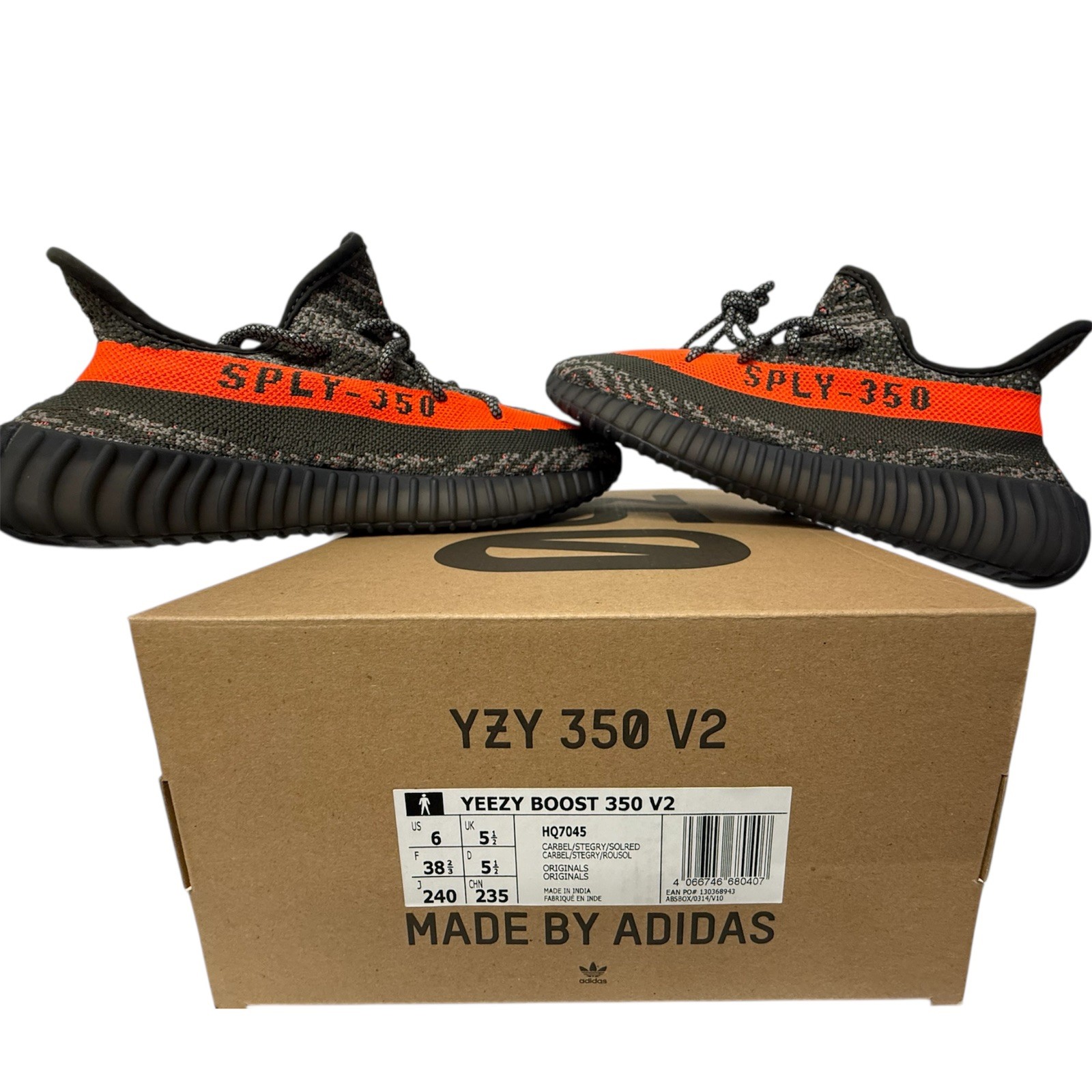 adidas Men’s Yeezy Boost 350 V2 Carbon Beluga Active HQ7045 Size 6
